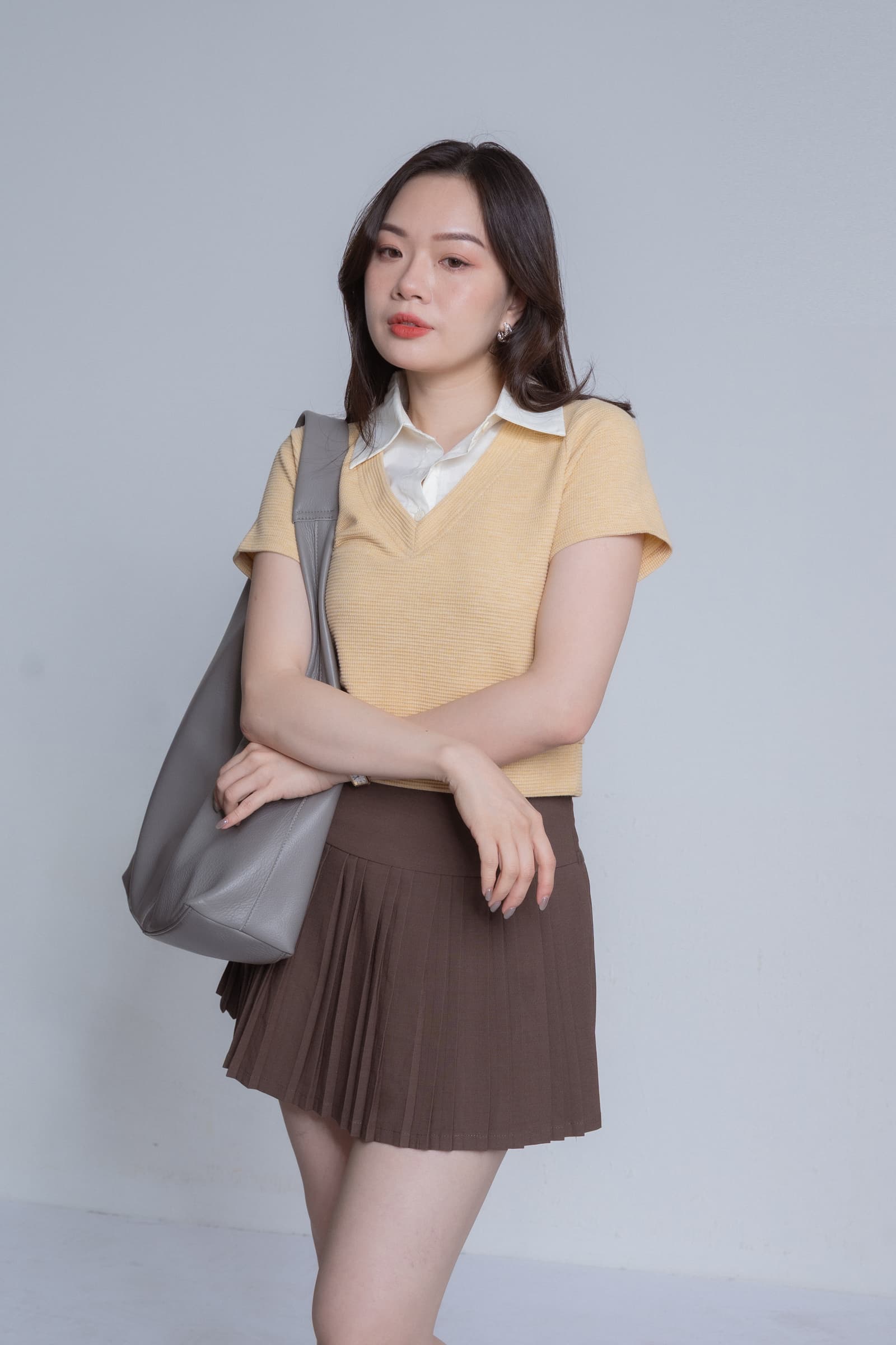 Jacquard Knit Double-Layer Tee ZBP6047