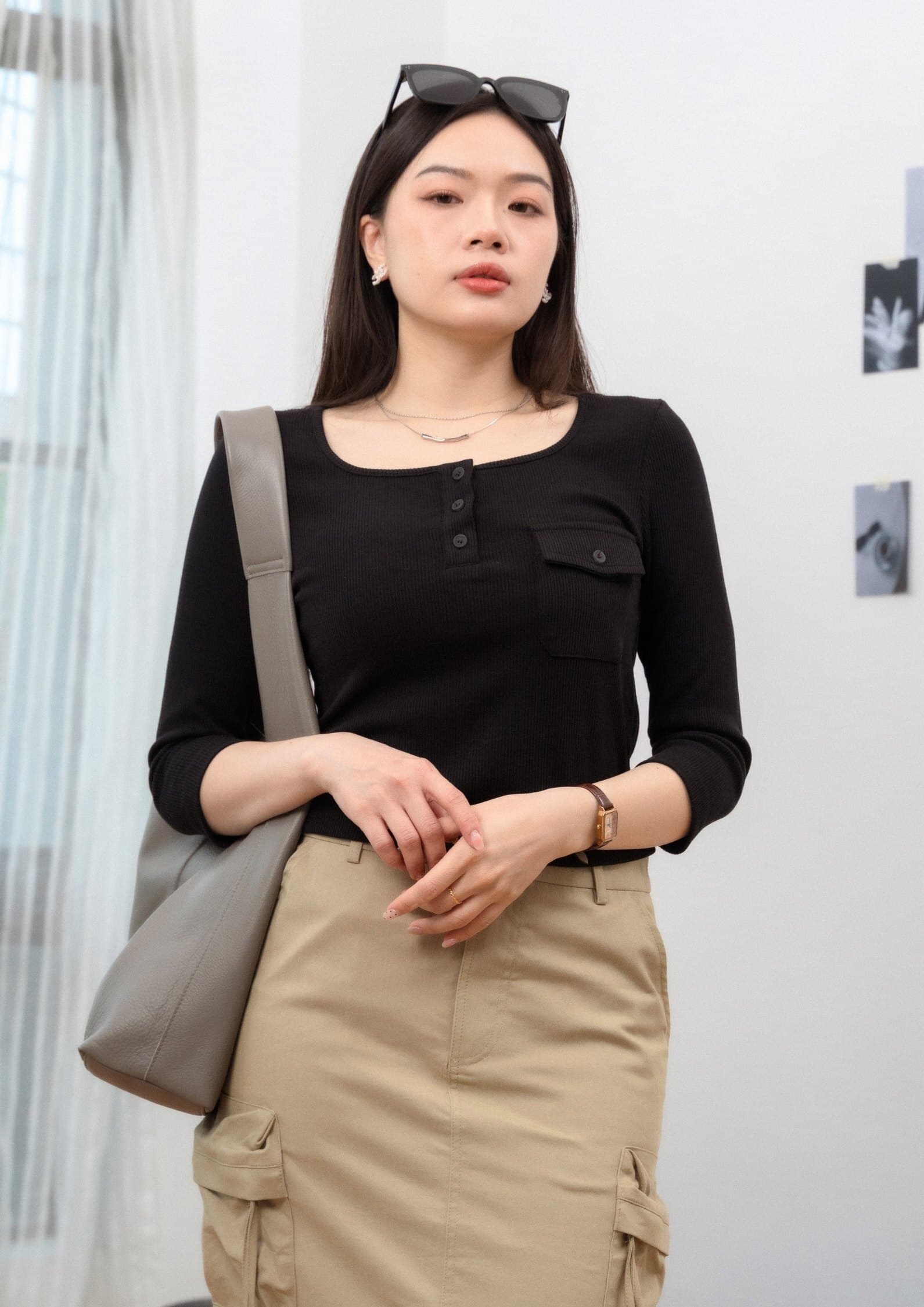 Square Neck Short-Sleeve Top ZBP6070