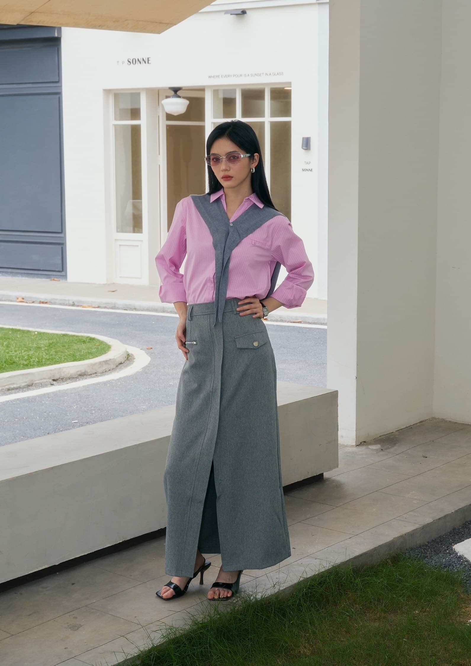 Striped Multi-Way Tie Shirt ZBP6052