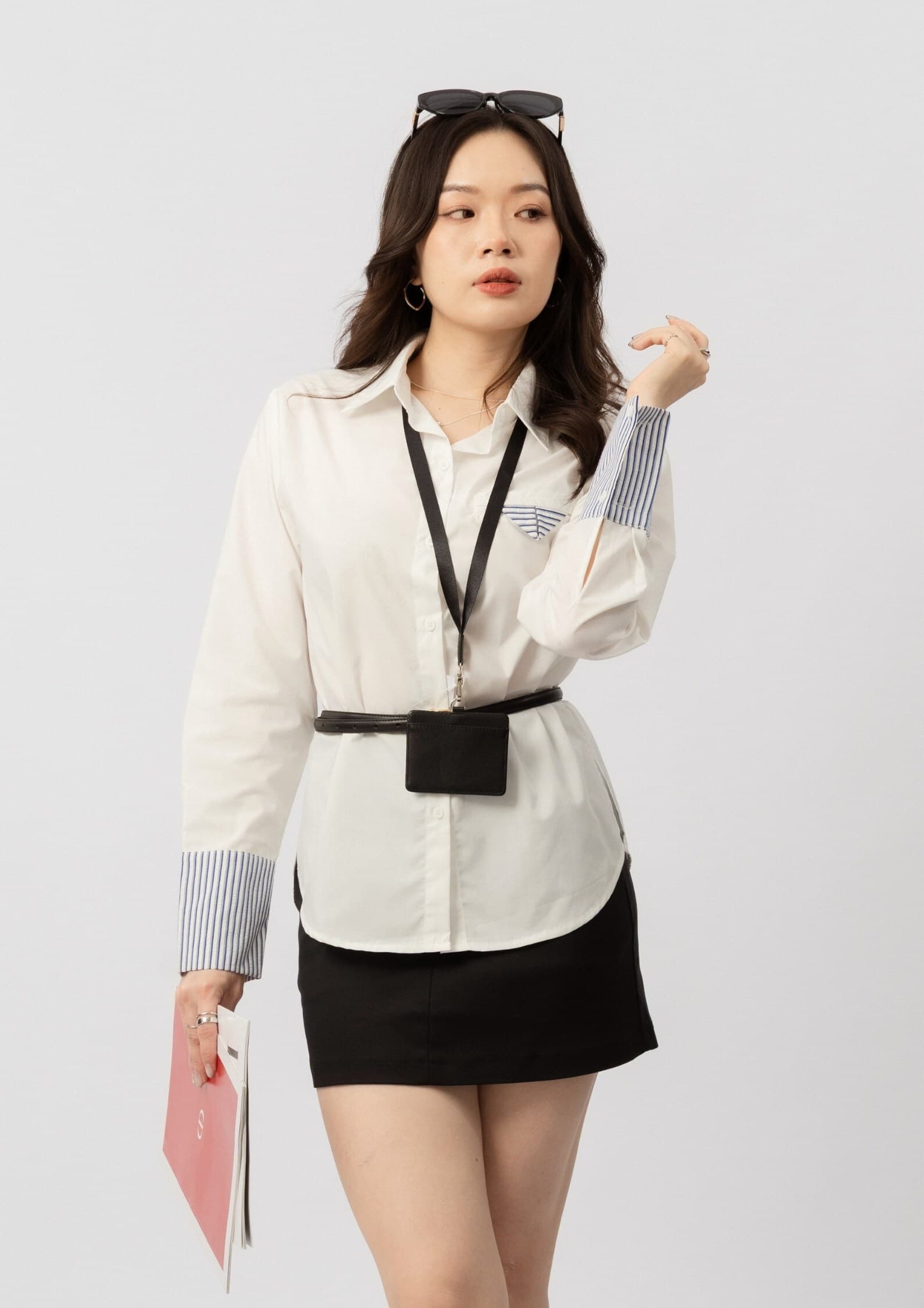 Striped Sleeve Panel White Shirt ZBP6072