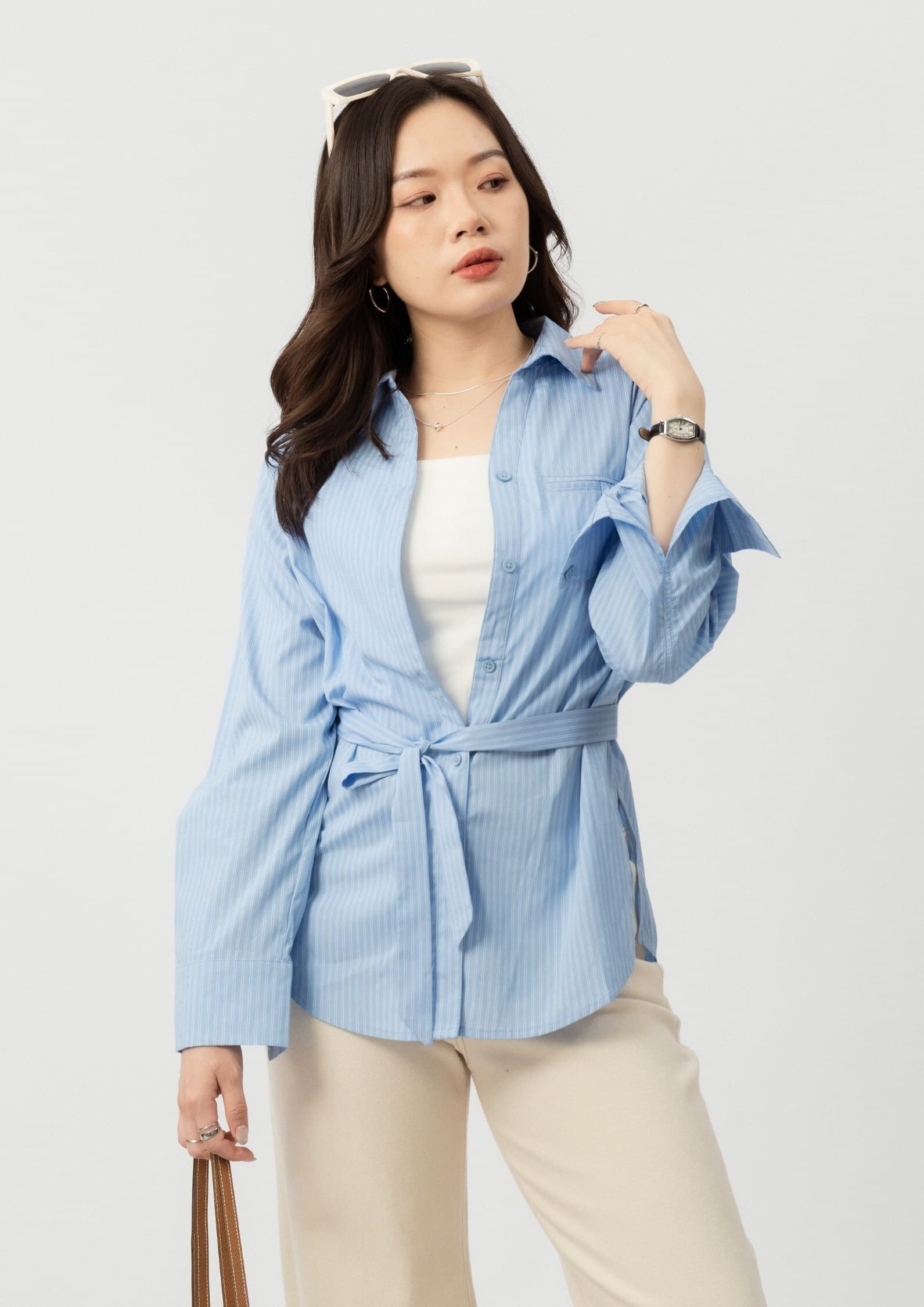 Striped Multi-Way Tie Shirt ZBP6052