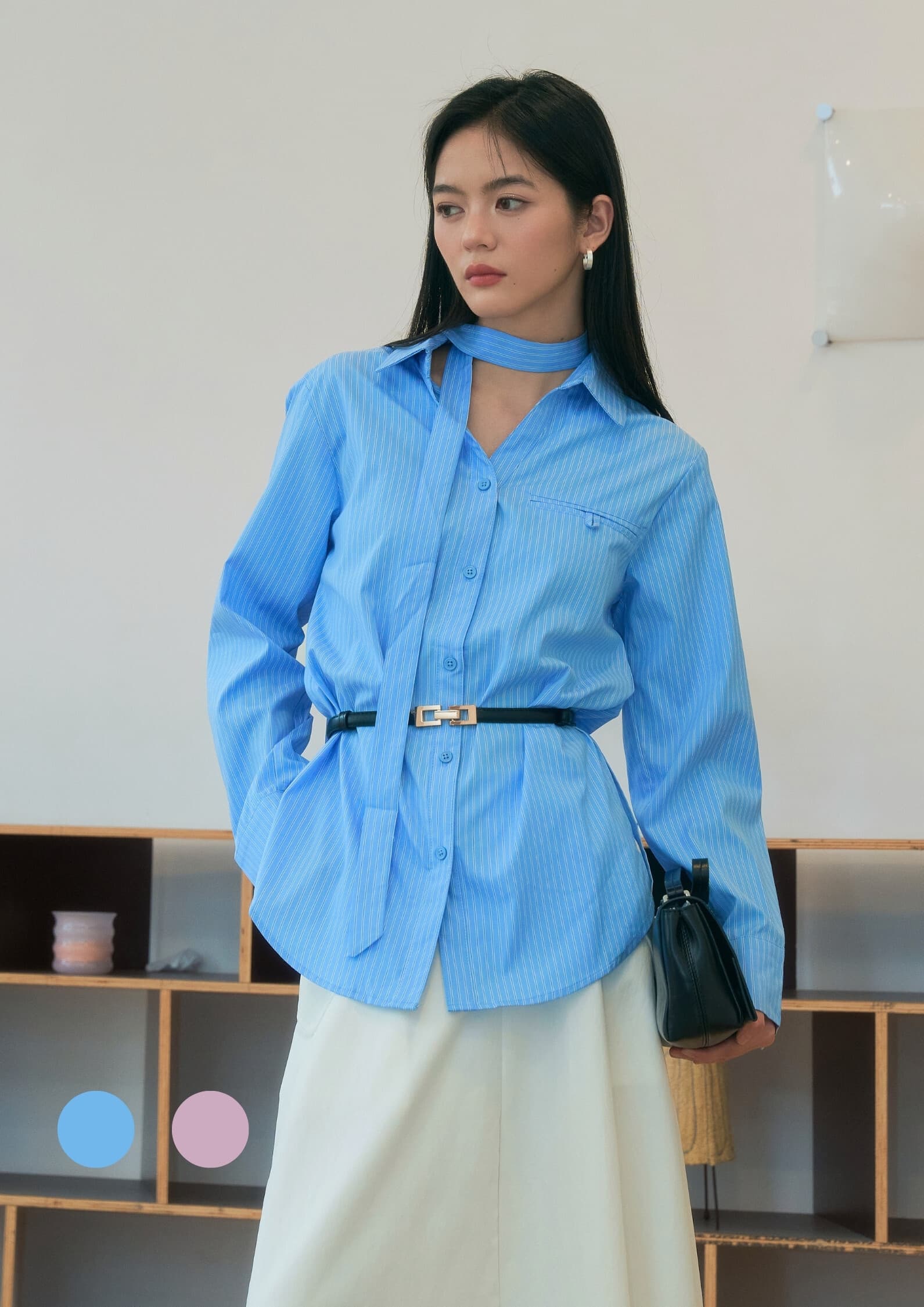 Striped Multi-Way Tie Shirt ZBP6052