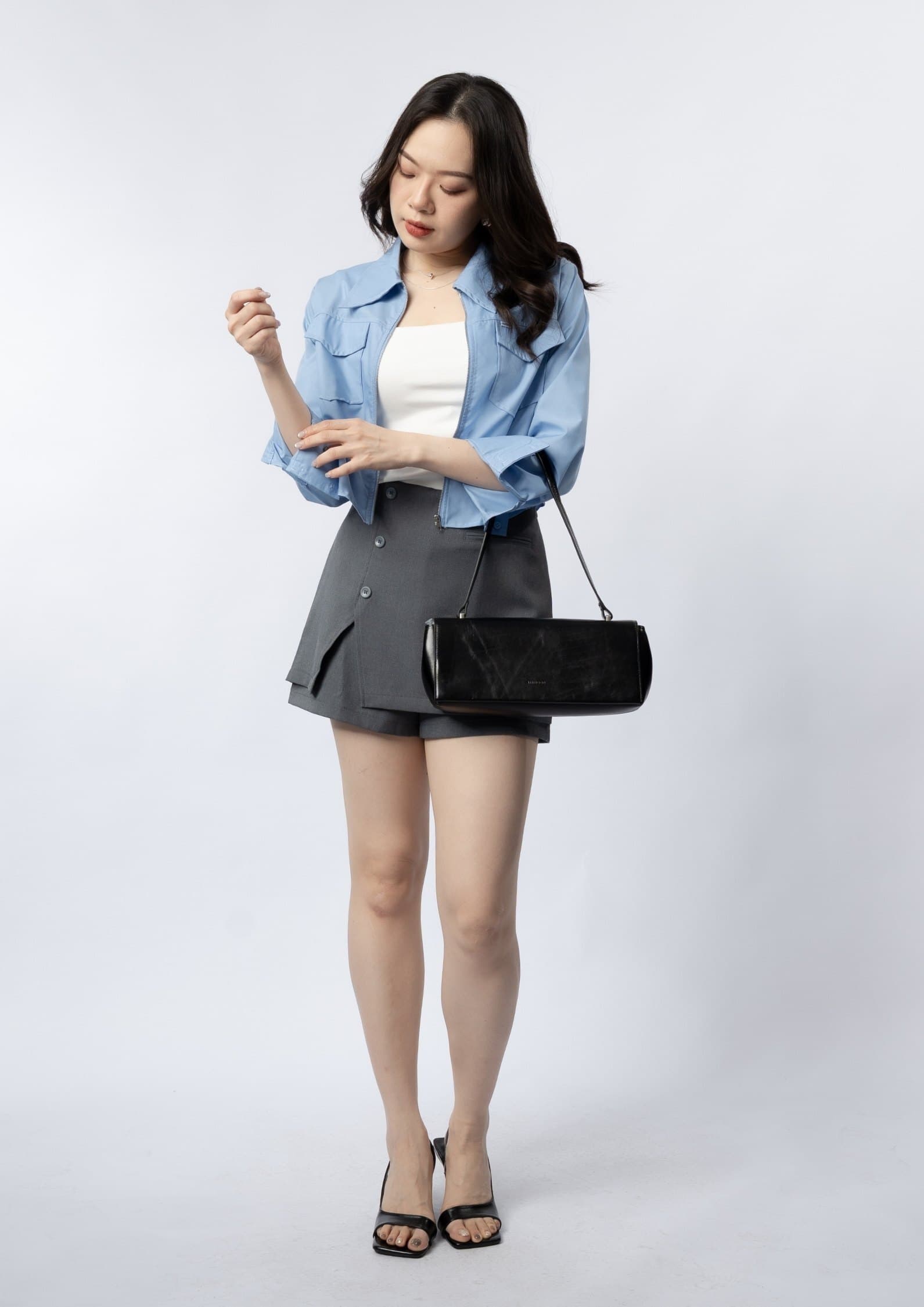 Cropped Zip-Up Shirt ZBP6073