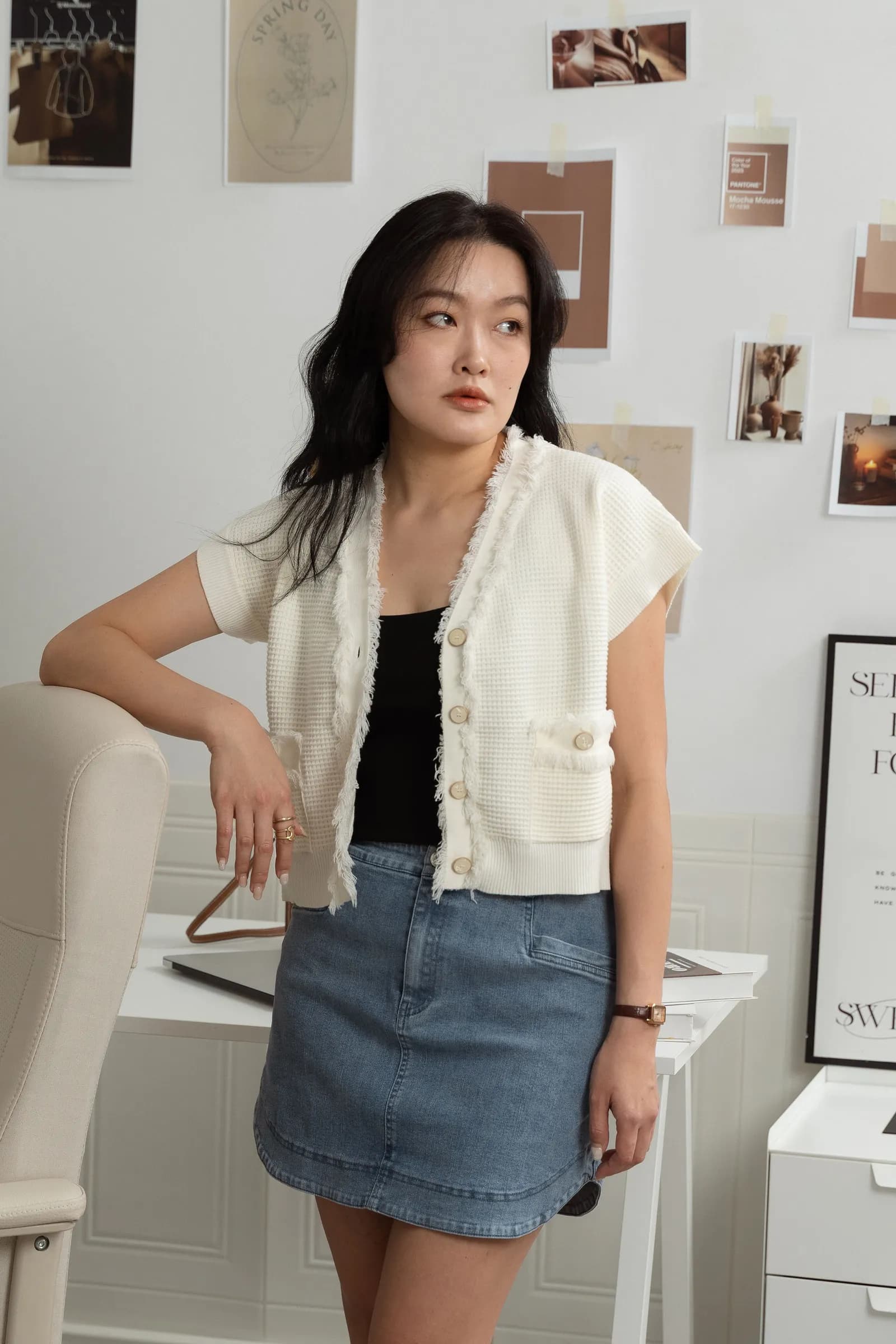 Dorothy Denim Curved Hem-Skirt ZJK5002