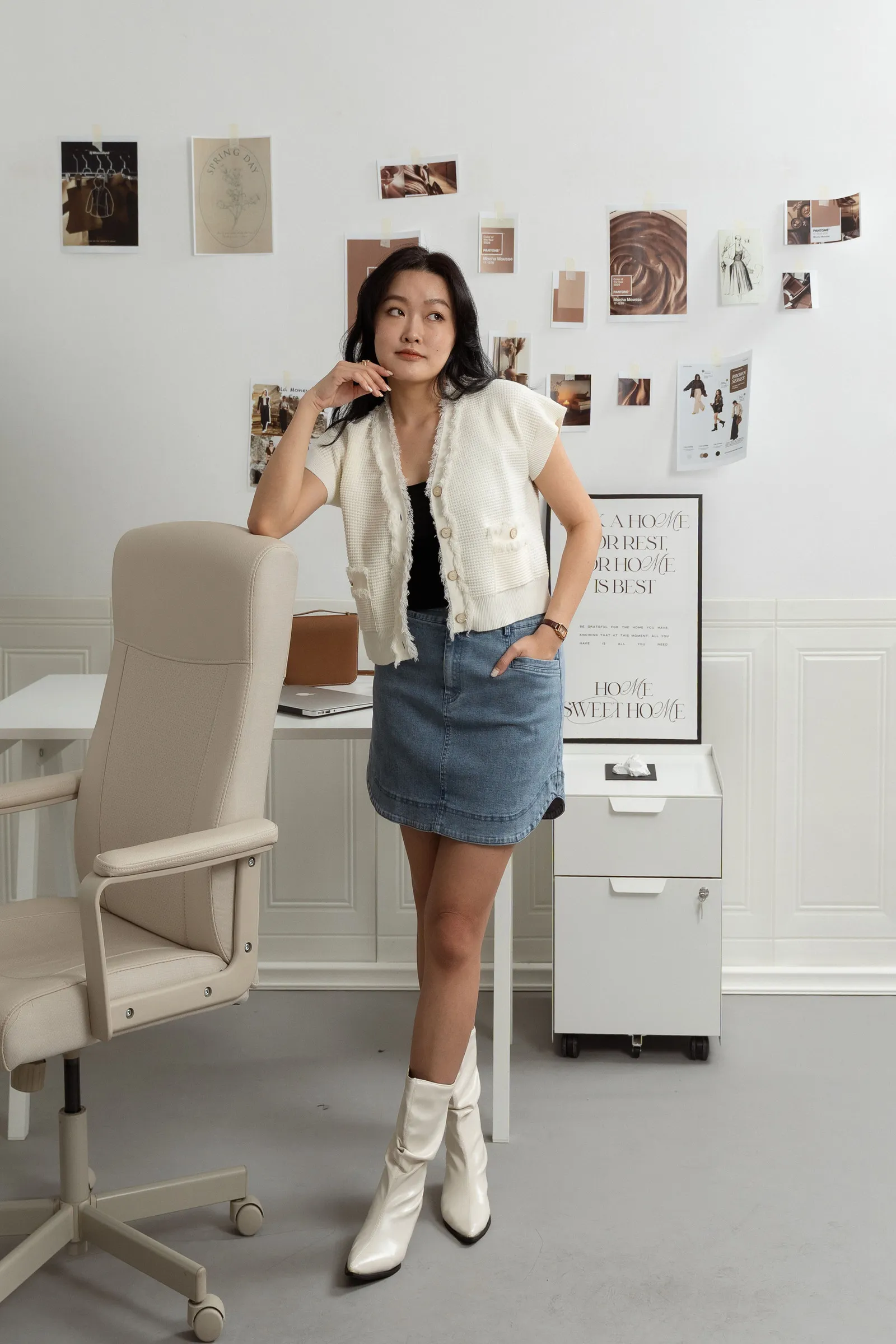 Dorothy Denim Curved Hem-Skirt ZJK5002