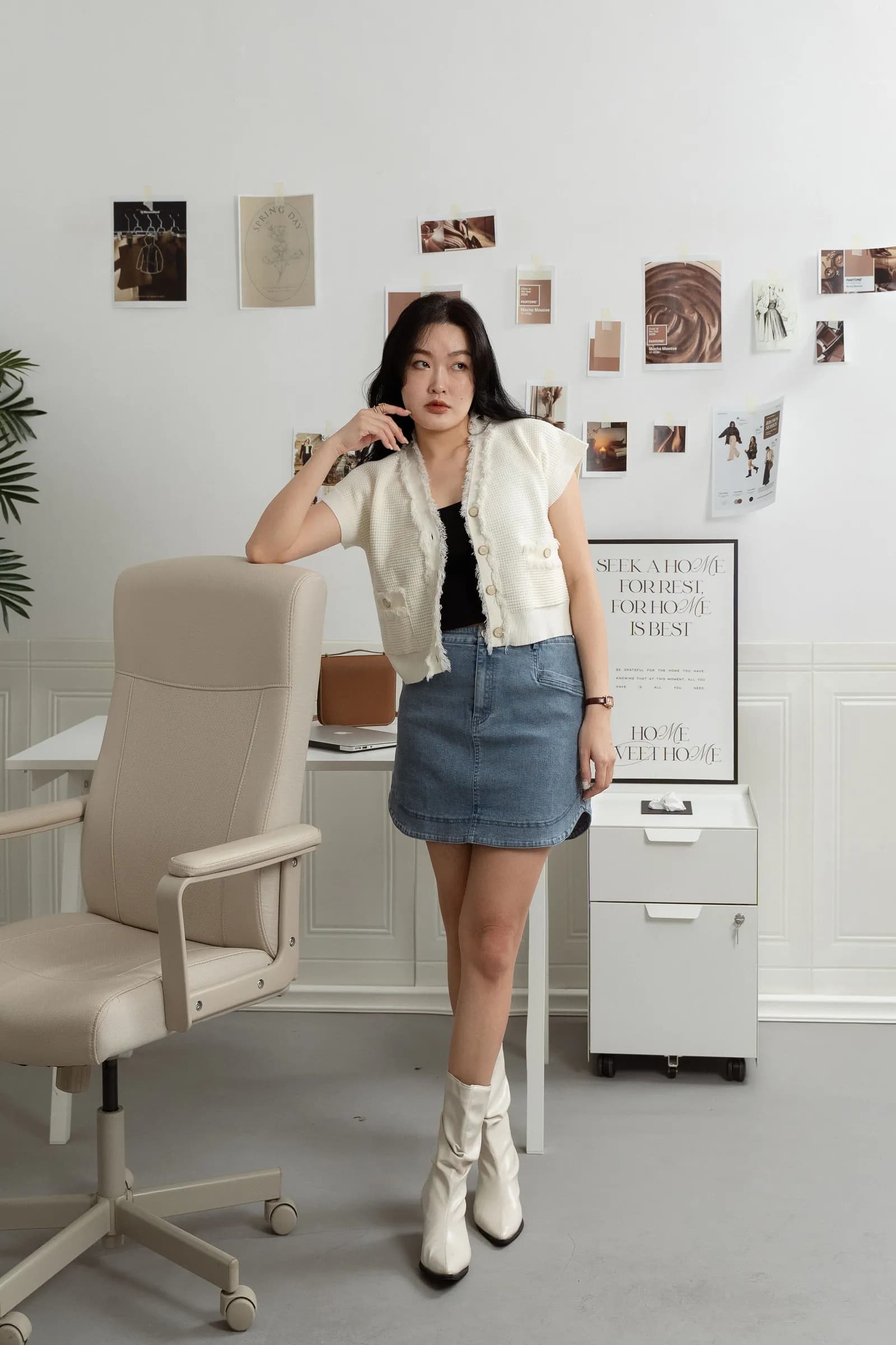 Dorothy Denim Curved Hem-Skirt ZJK5002
