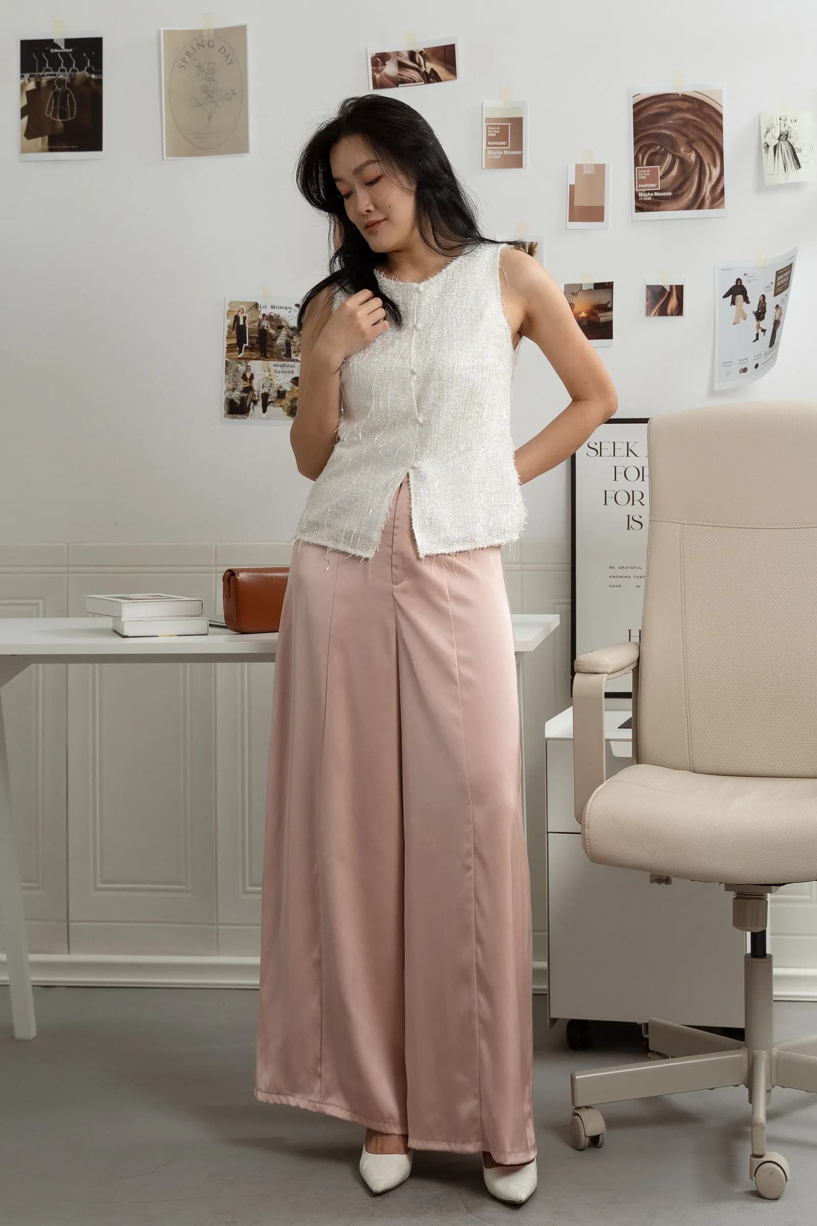 Clarisse Satin Flowy-Wide Trousers ZLP5002