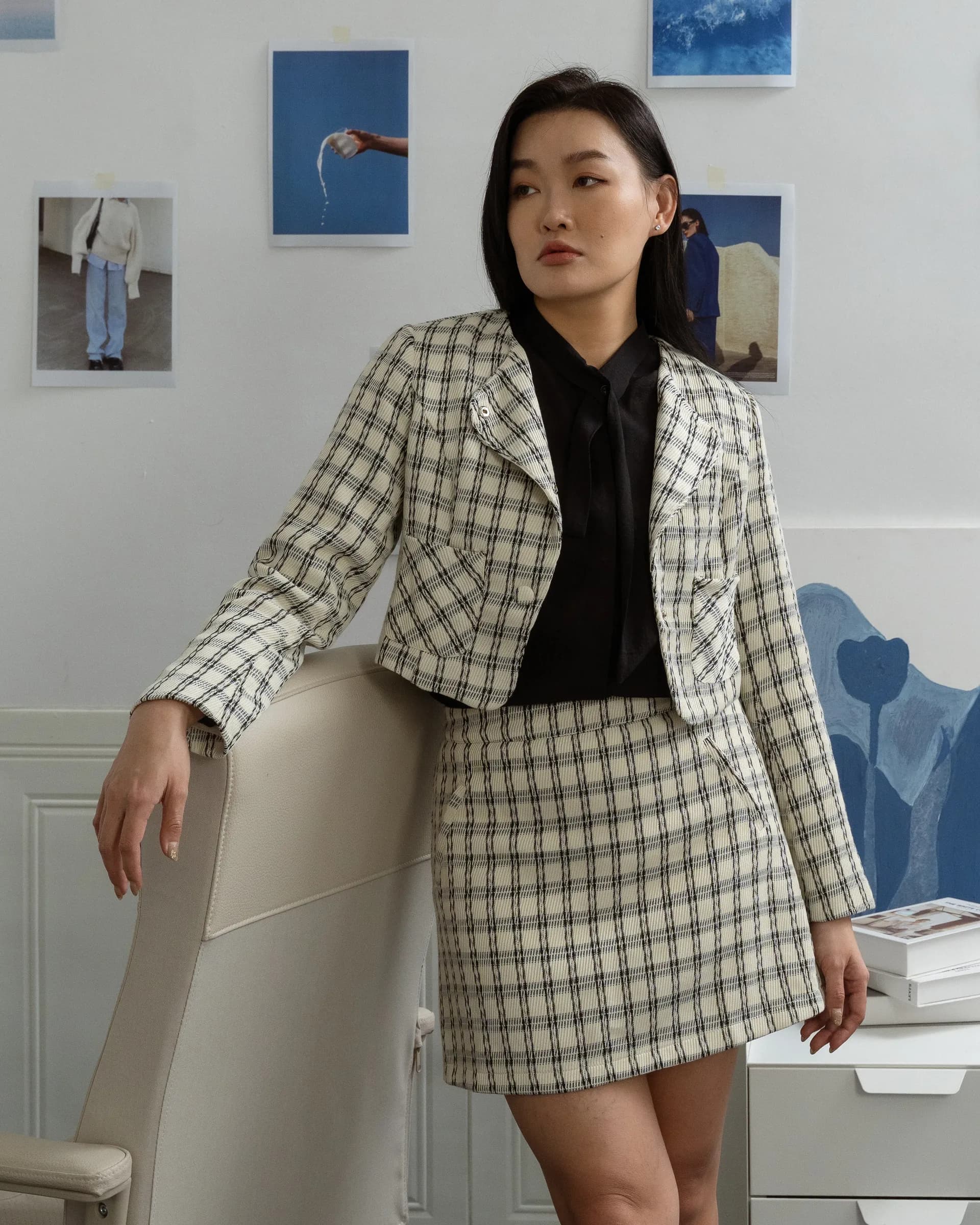 Grace Check Knit Jacket ZBP5010