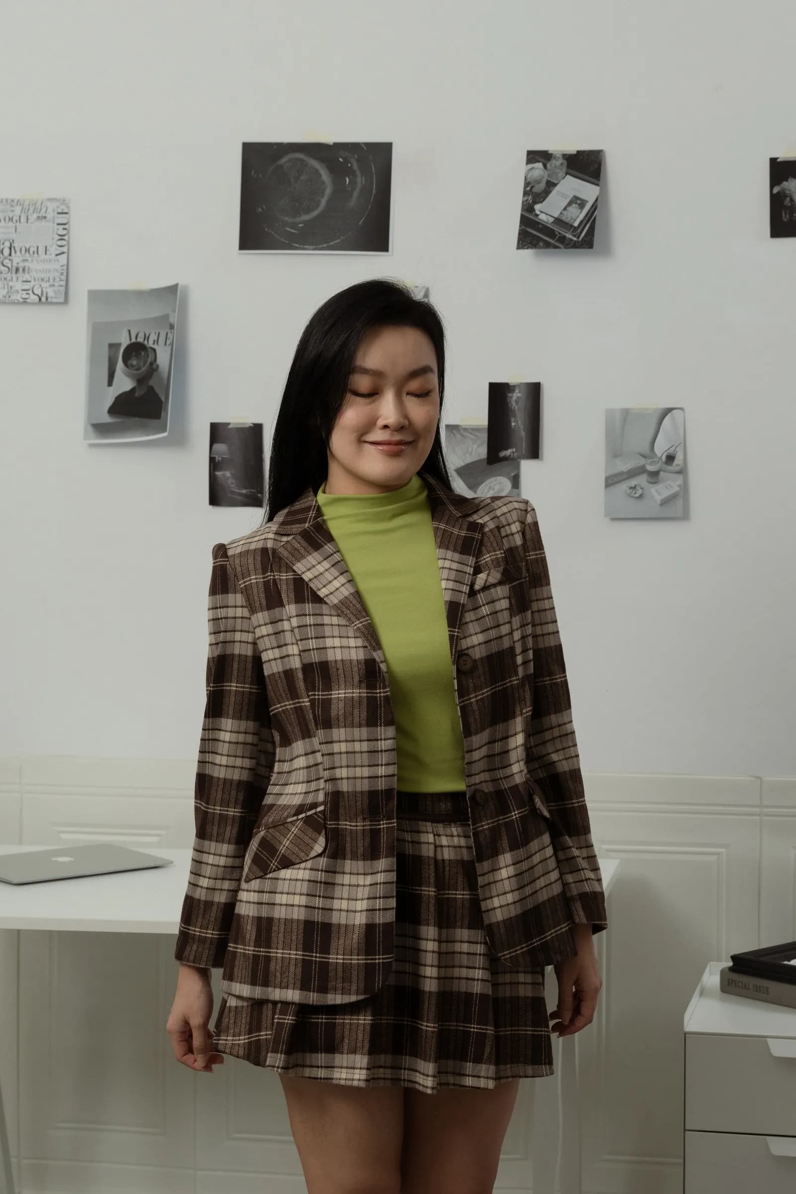Hazel Brown Plaid Blazer ZBP5019