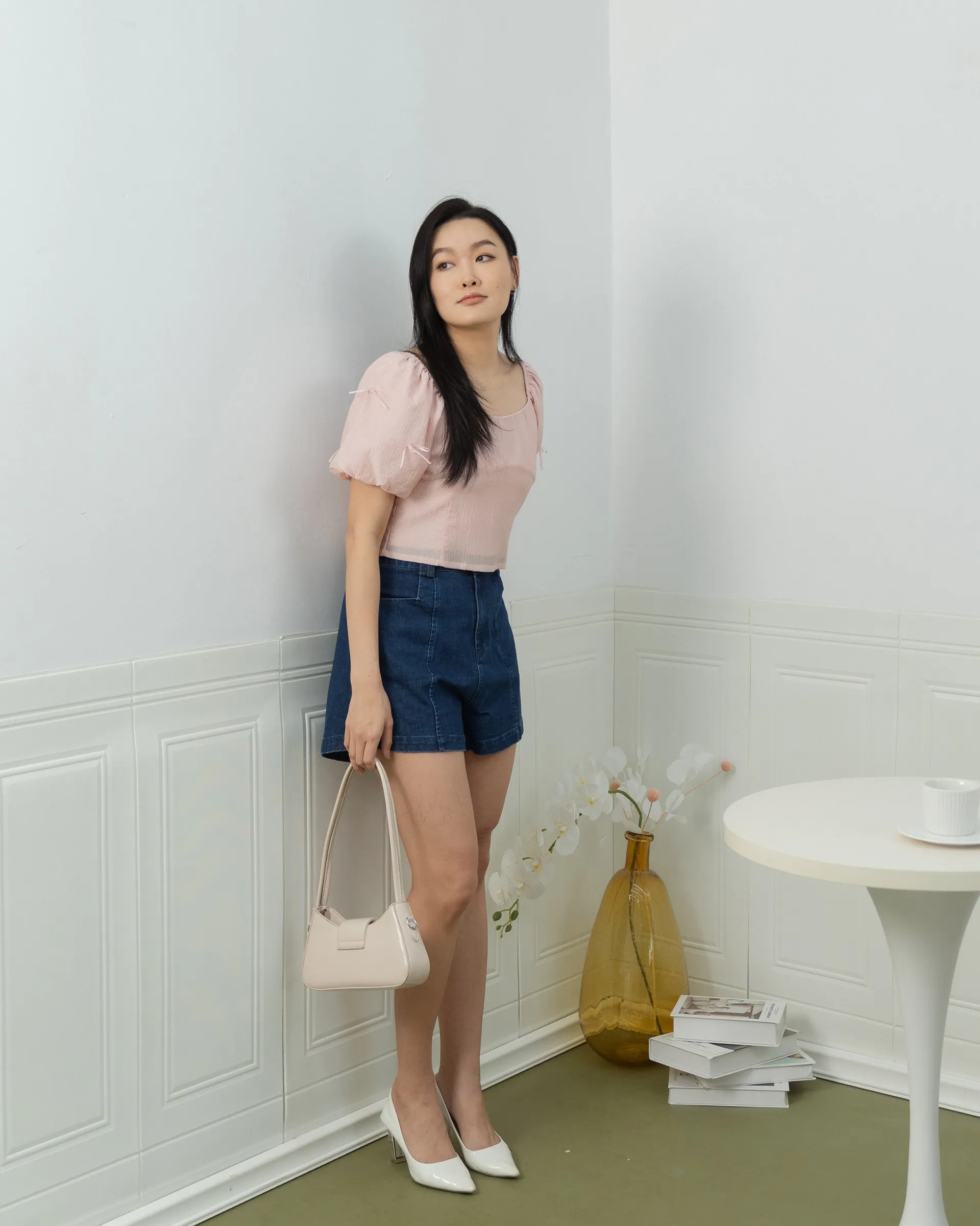 Emma Square-Neck Ribbon Top ZBP5051