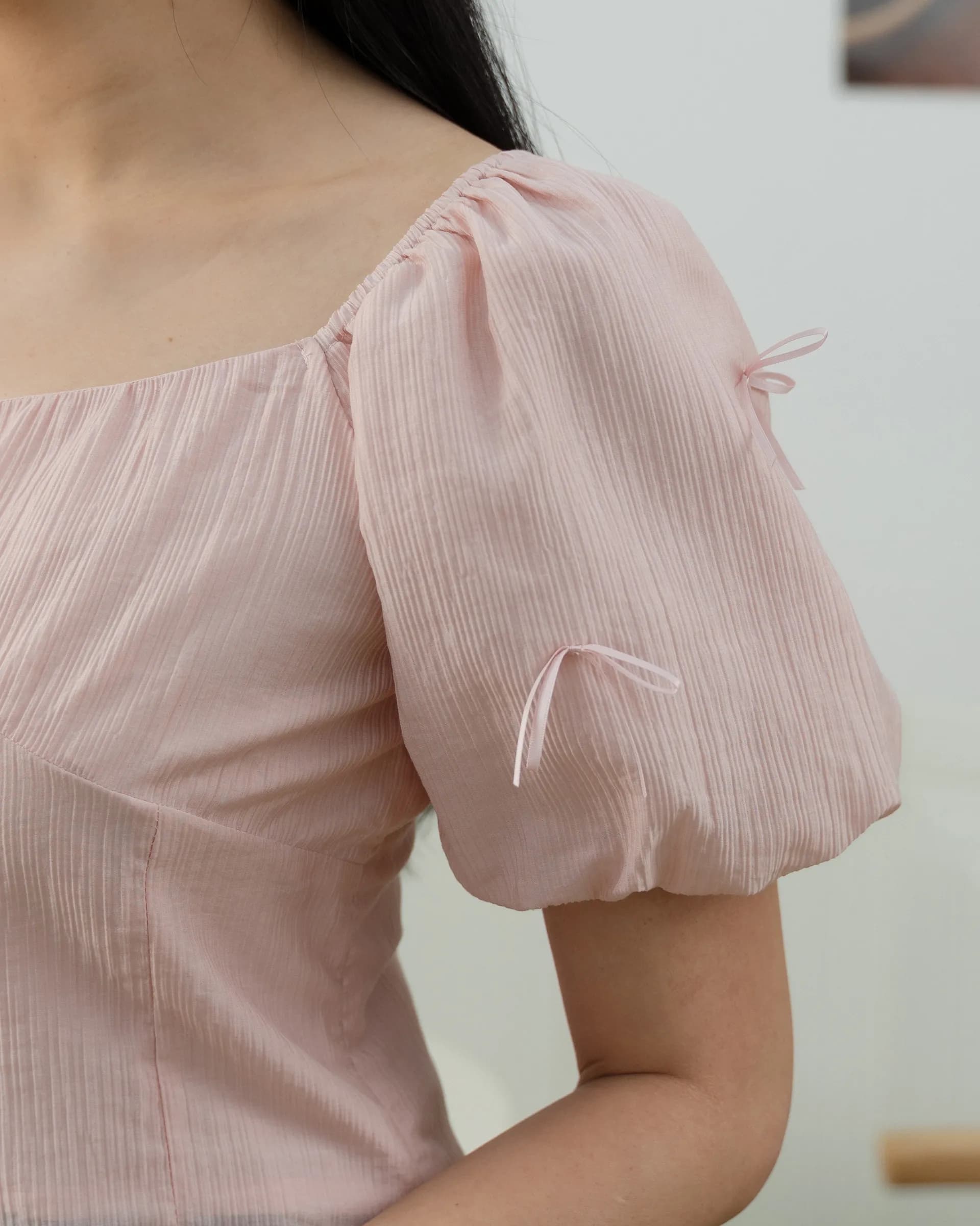Emma Square-Neck Ribbon Top ZBP5051