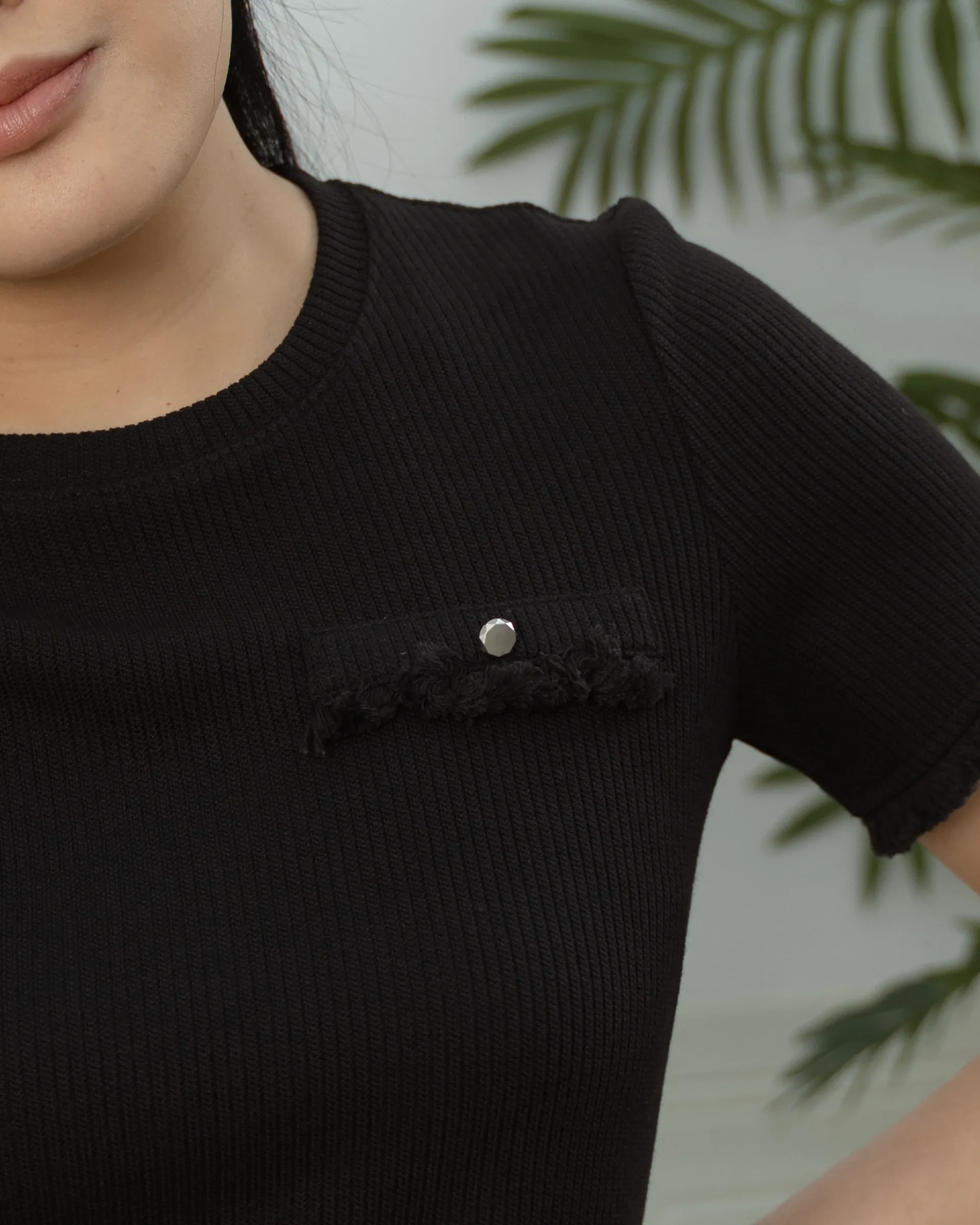 Ivy Fray Trim Knit Top ZBP5049