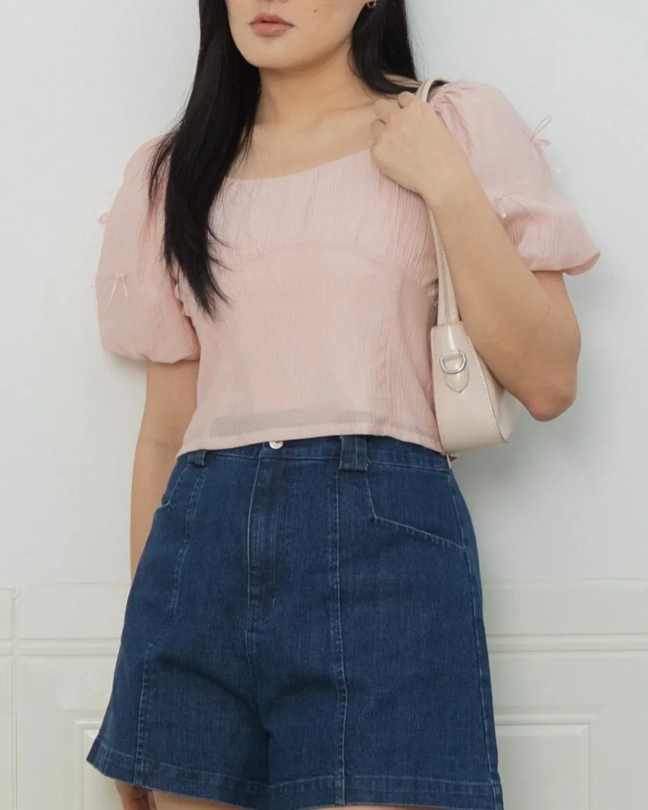 Emma Square-Neck Ribbon Top ZBP5051