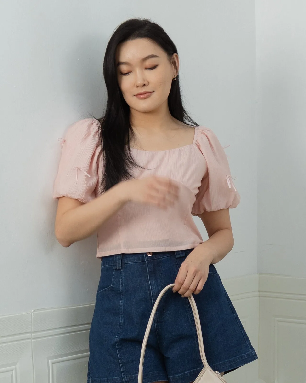 Emma Square-Neck Ribbon Top ZBP5051