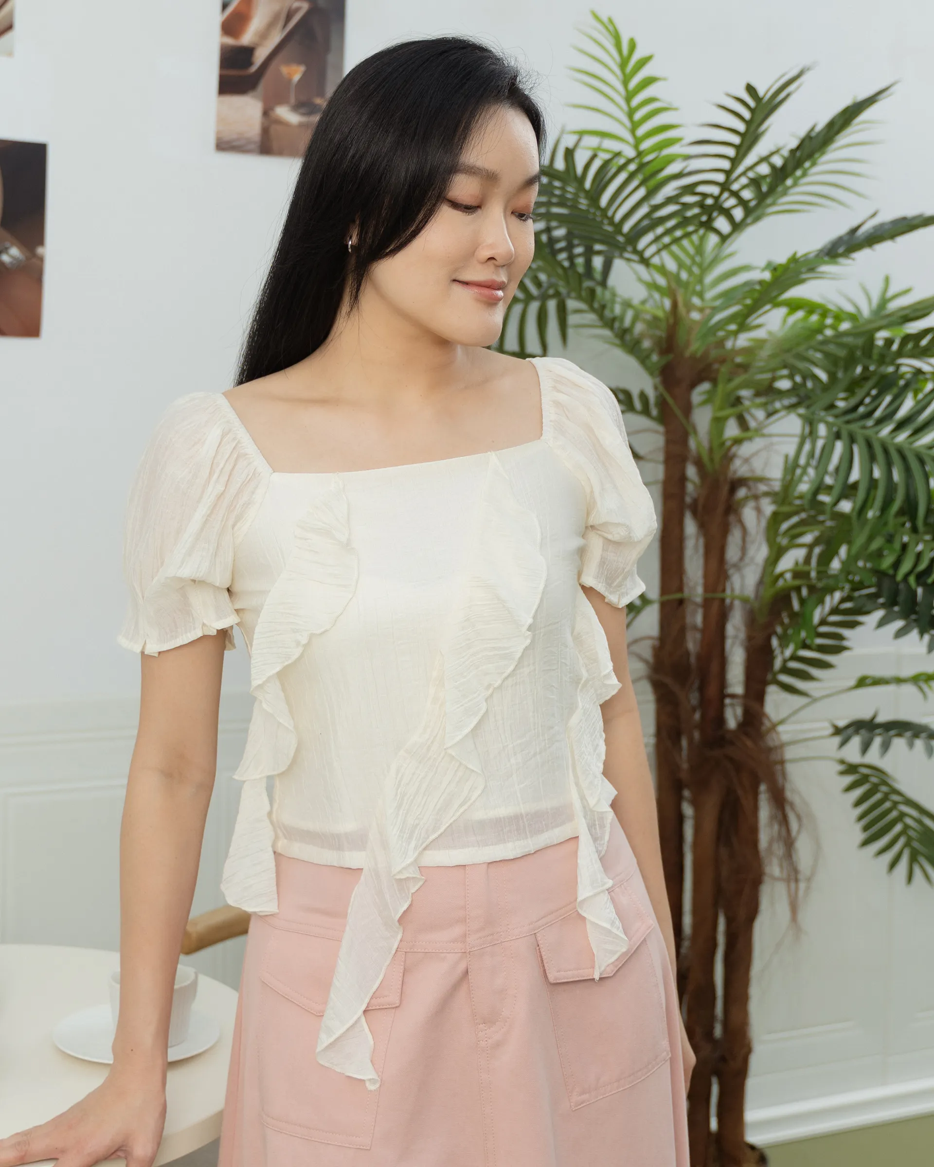 Luna Wavy Puff Blouse ZBP5040