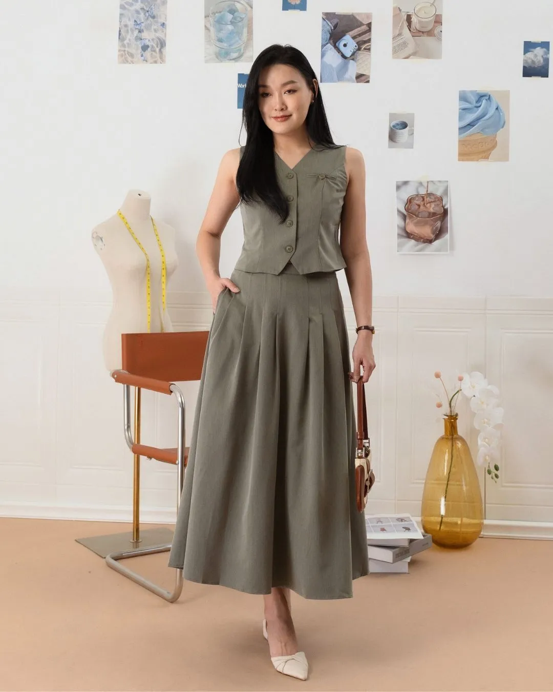 Tessa Pleated Maxi Skirt	 ZSK5013