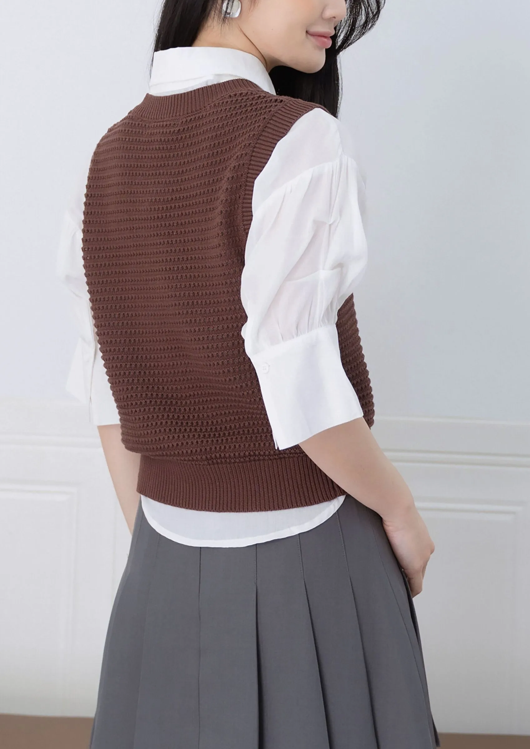 Grid Pattern Sleeveless Top ZBP5197