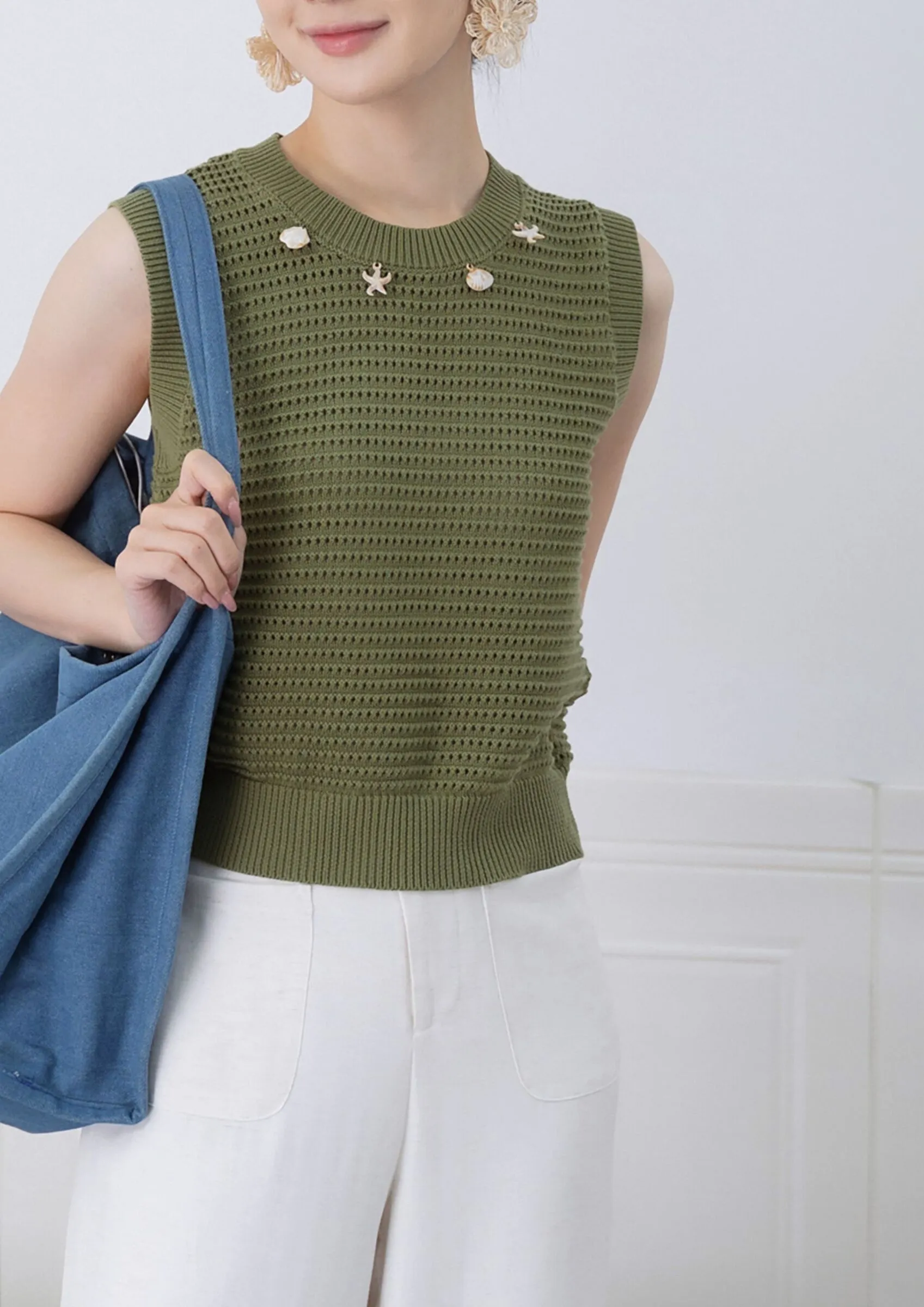 Grid Pattern Sleeveless Top ZBP5197