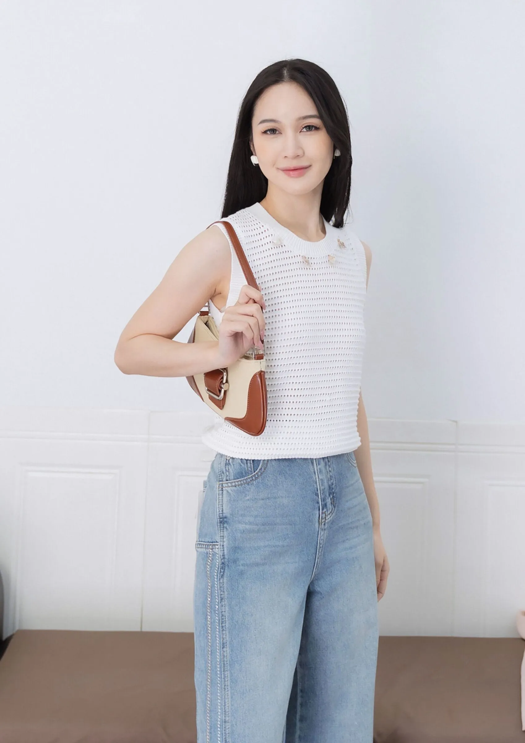 Grid Pattern Sleeveless Top ZBP5197