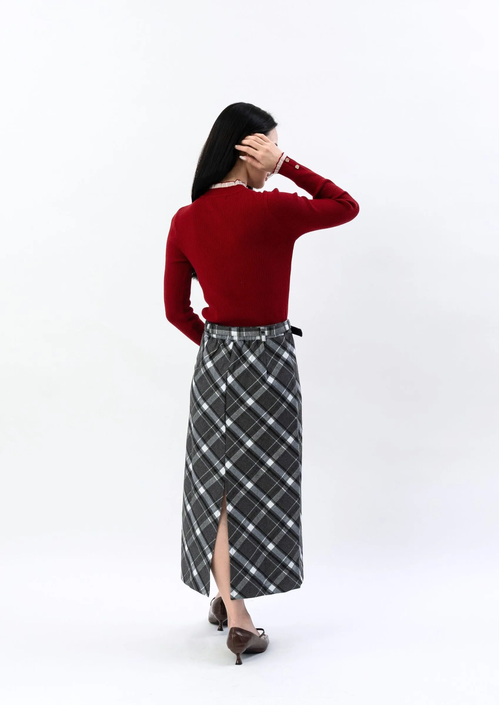 Plaid Long Skirt ZSK5043