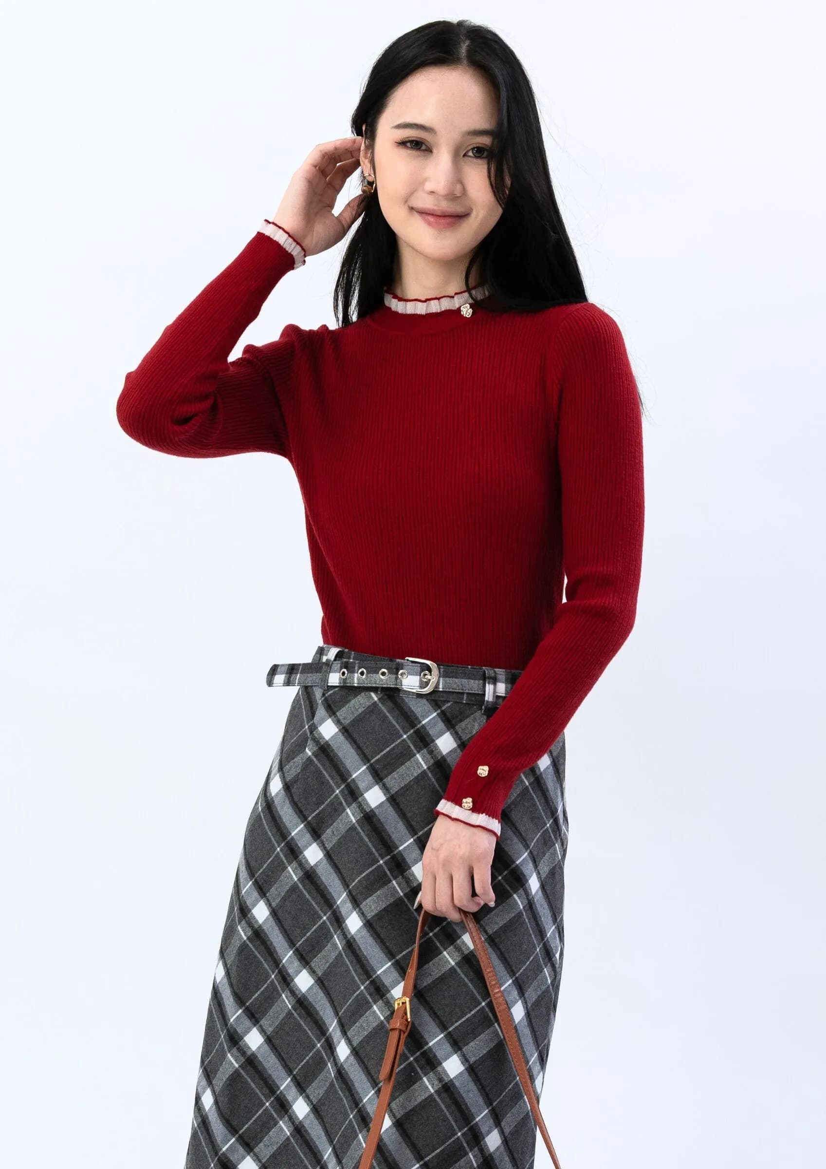Knitted long-sleeve top ZBP5218
