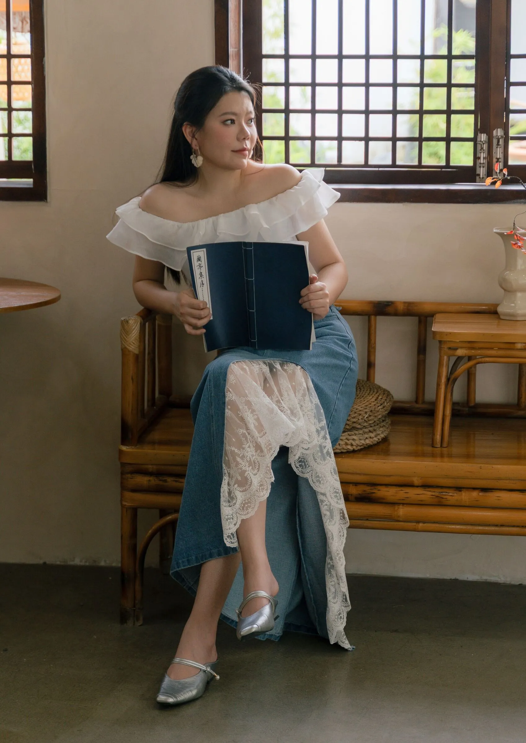 Sheer Organza Off-Shoulder Blouse ZBP5201