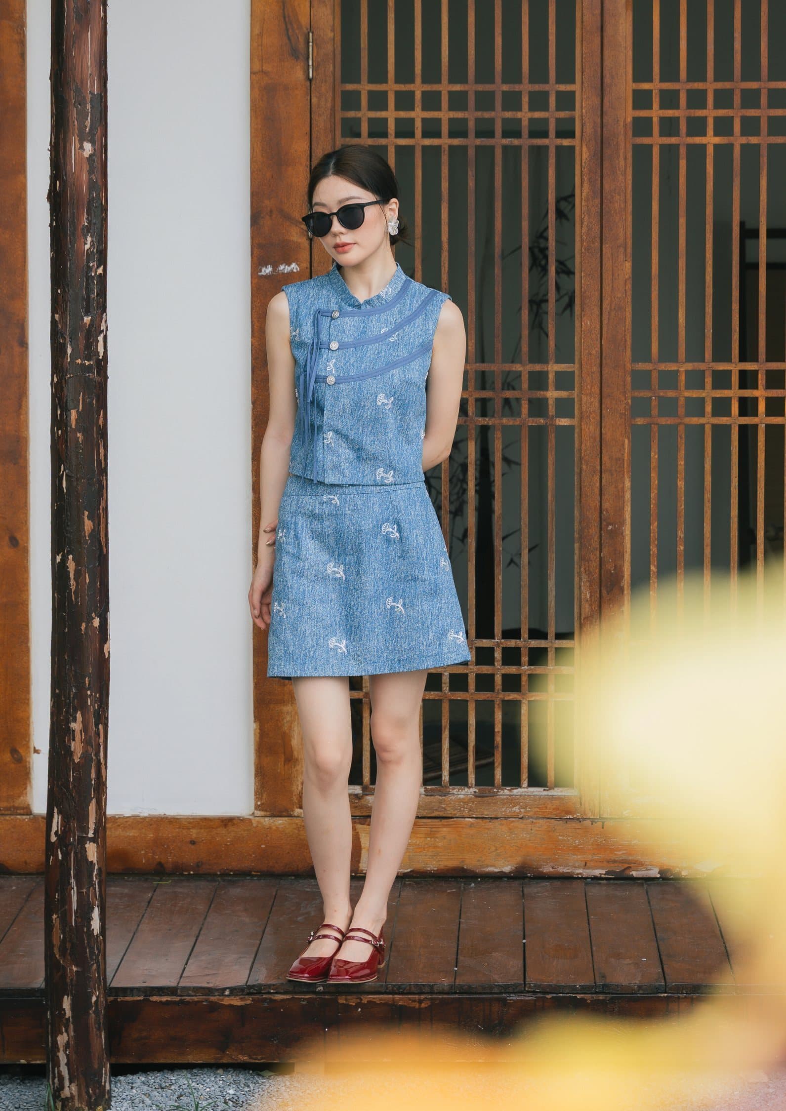 Two-Piece Denim Cheongsam Set ZBP5200