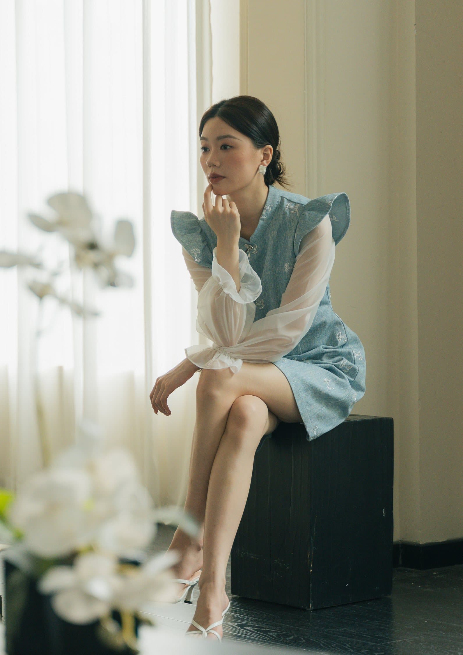 CNY Organza Long-Sleeve Dress ZBL5058