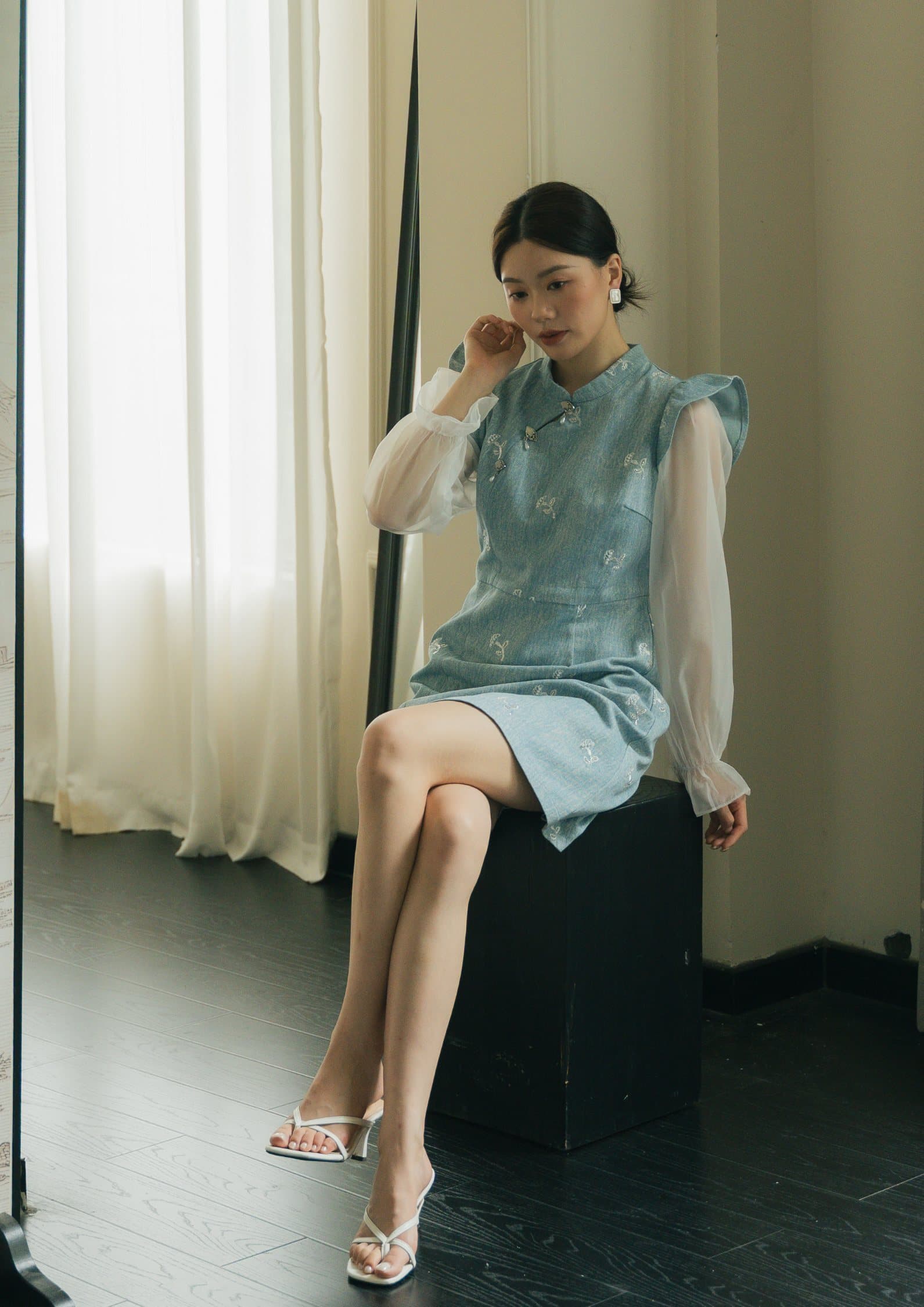 CNY Organza Long-Sleeve Dress ZBL5058