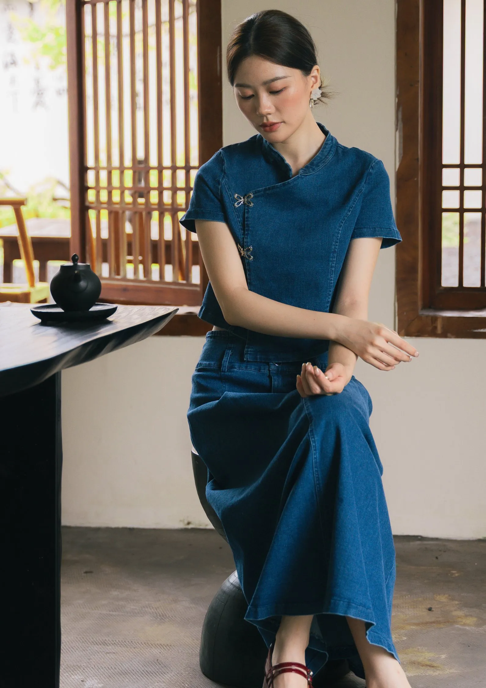 Denim Cheongsam-Inspired TOP ZBP5164