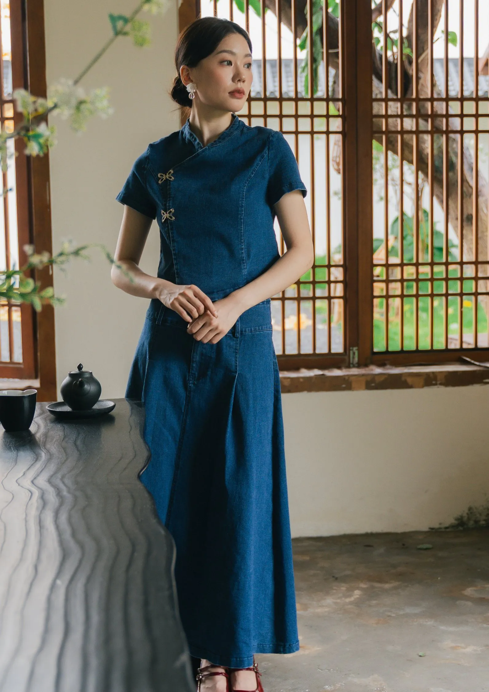 Denim Cheongsam-Inspired TOP ZBP5164