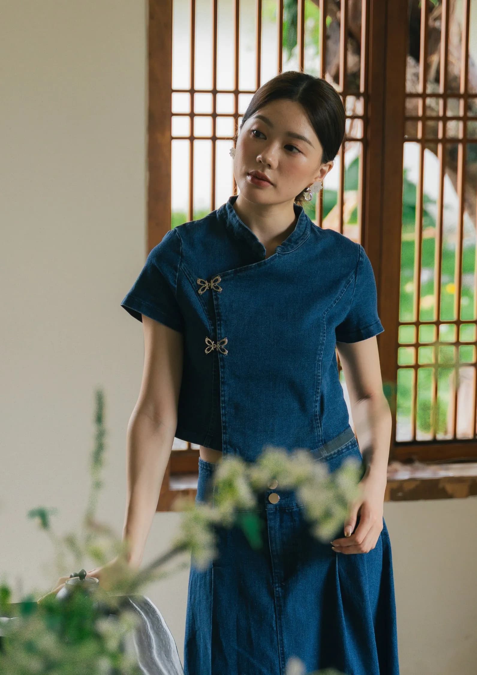 Denim Cheongsam-Inspired TOP ZBP5164