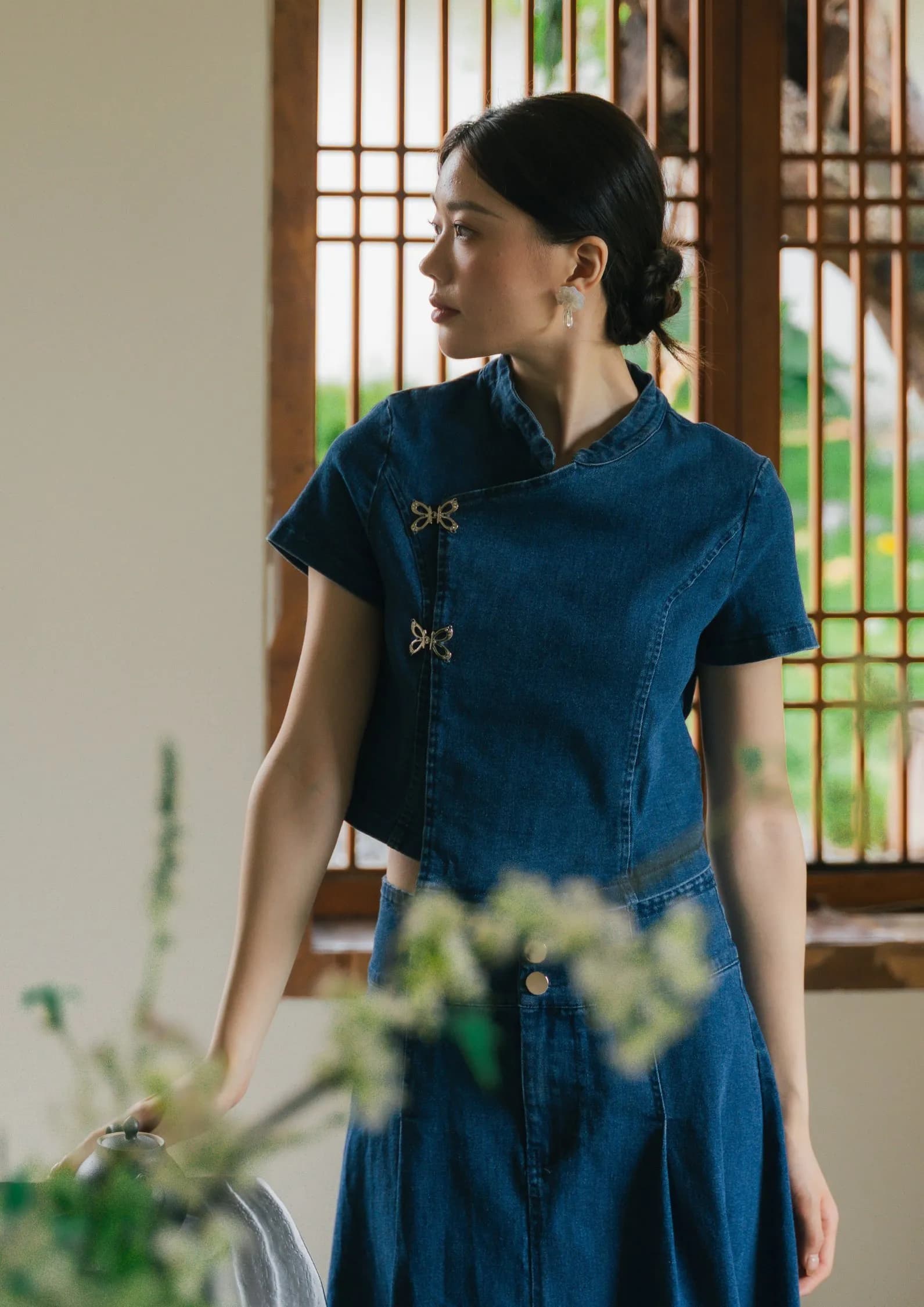 Denim Cheongsam-Inspired TOP ZBP5164