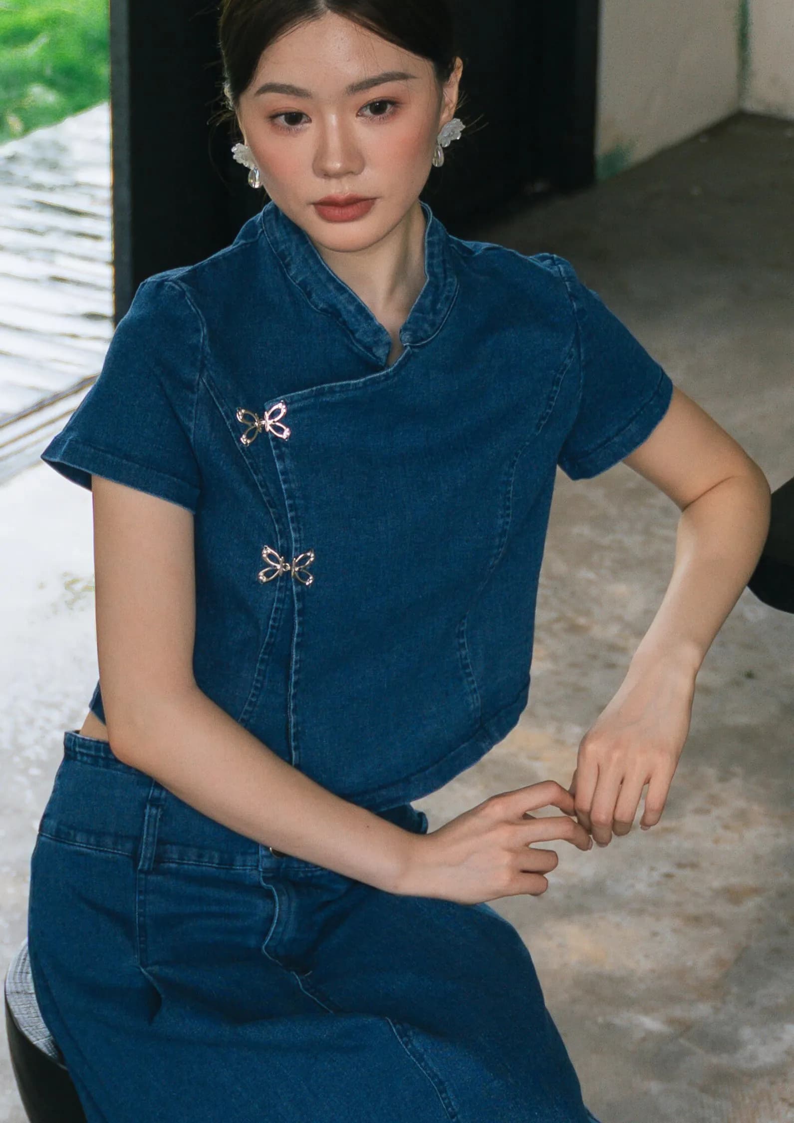 Denim Cheongsam-Inspired TOP ZBP5164
