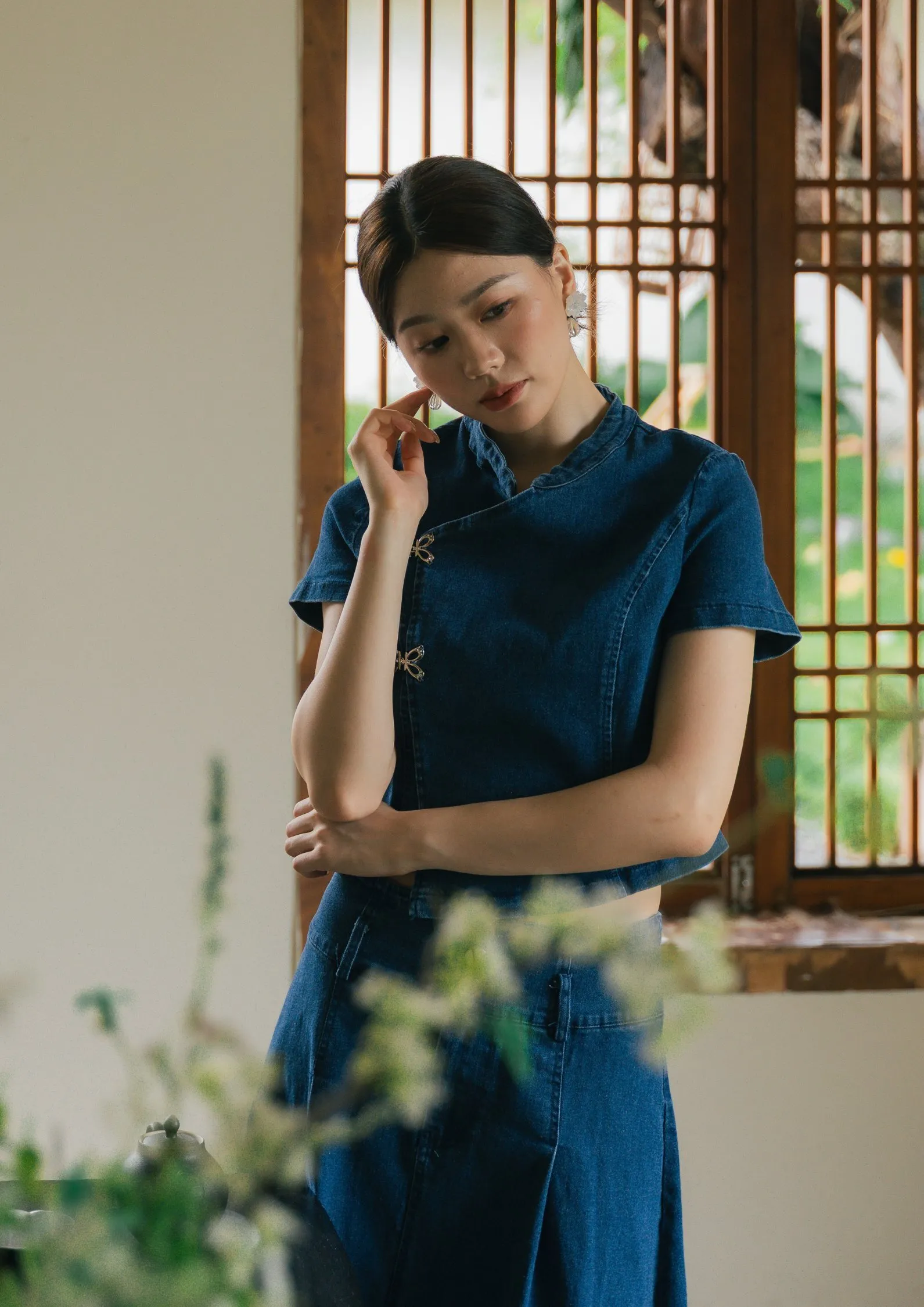 Denim Cheongsam-Inspired TOP ZBP5164