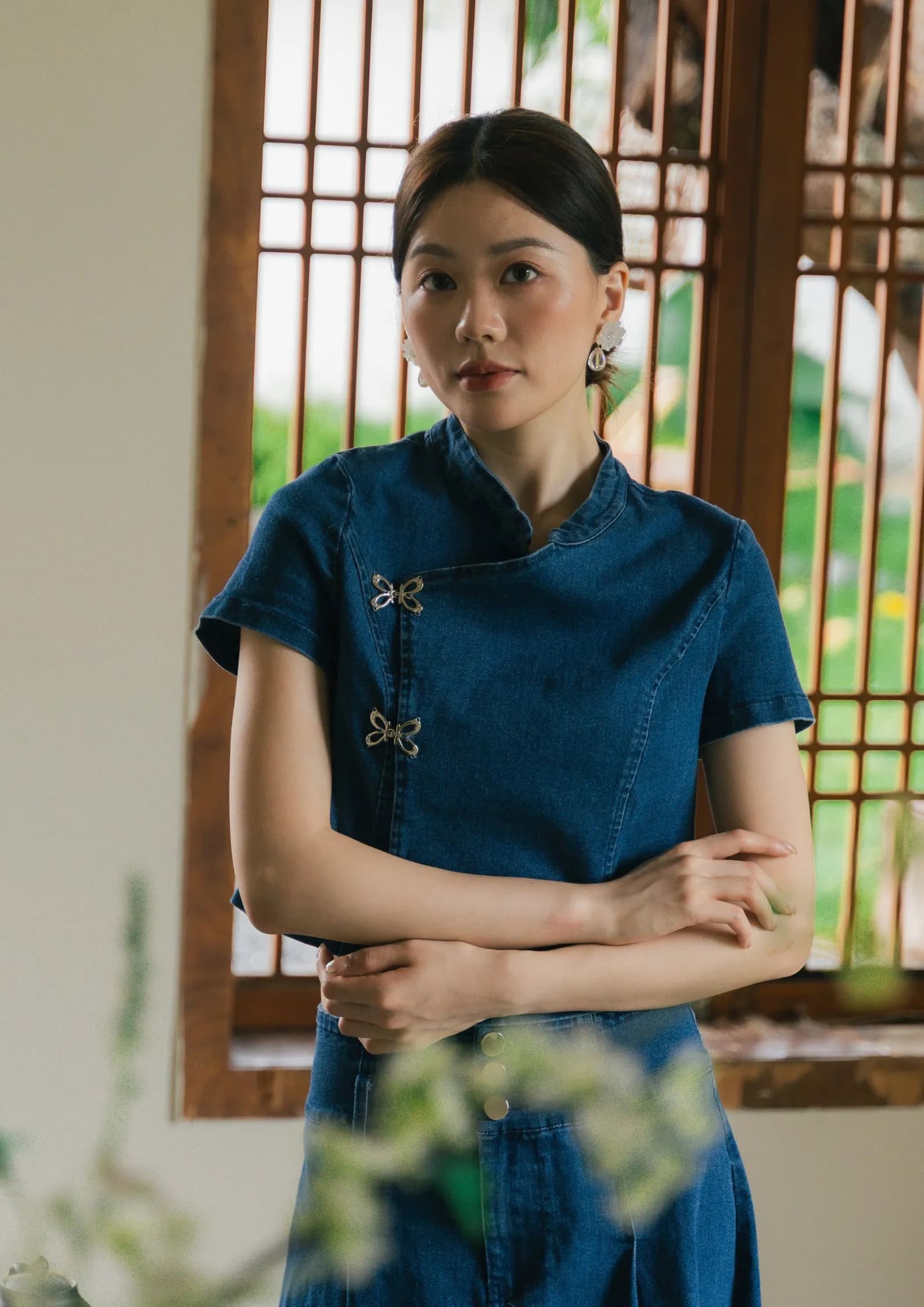 Denim Cheongsam-Inspired TOP ZBP5164