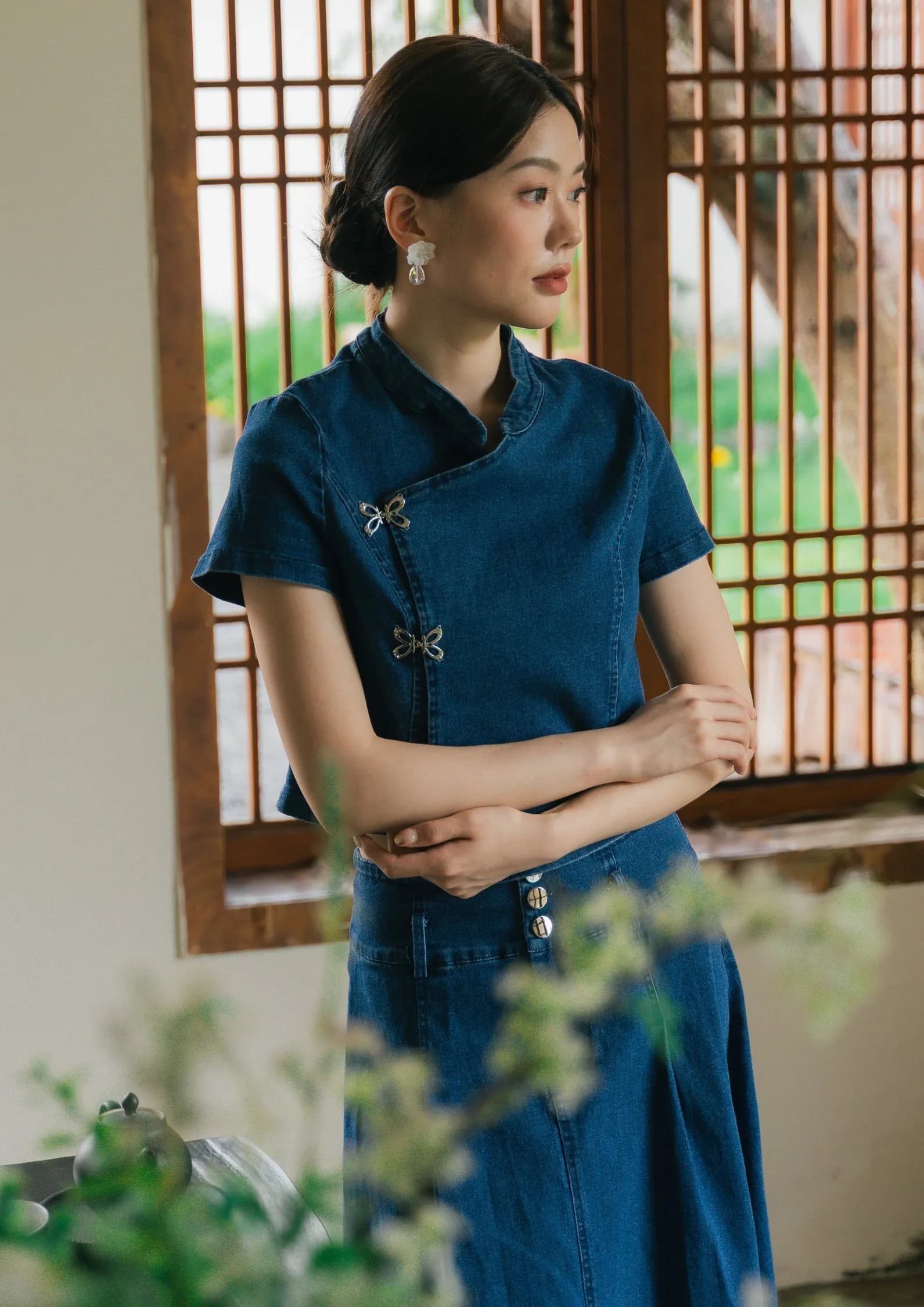 Denim Cheongsam-Inspired TOP ZBP5164
