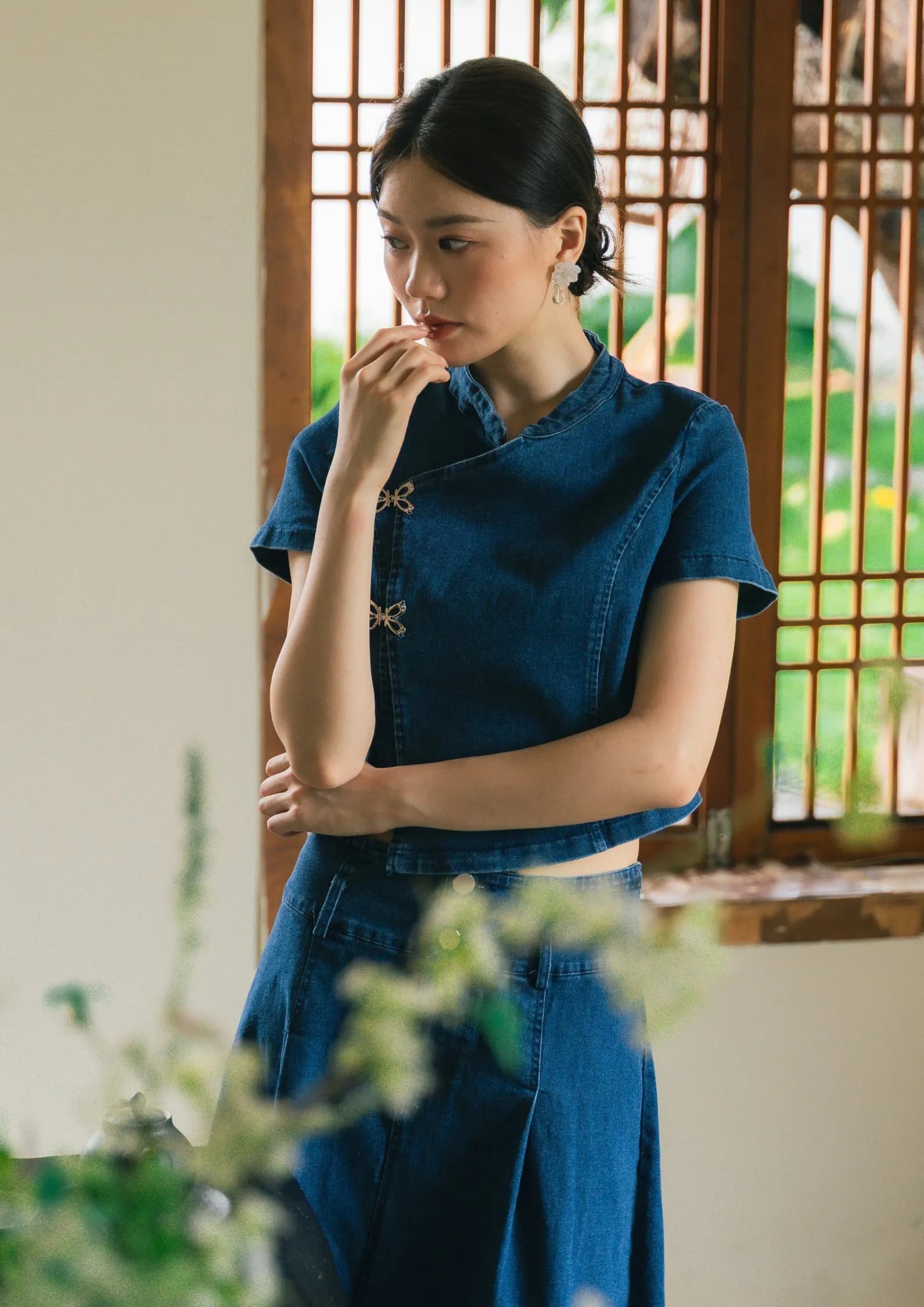 Denim Cheongsam-Inspired TOP ZBP5164