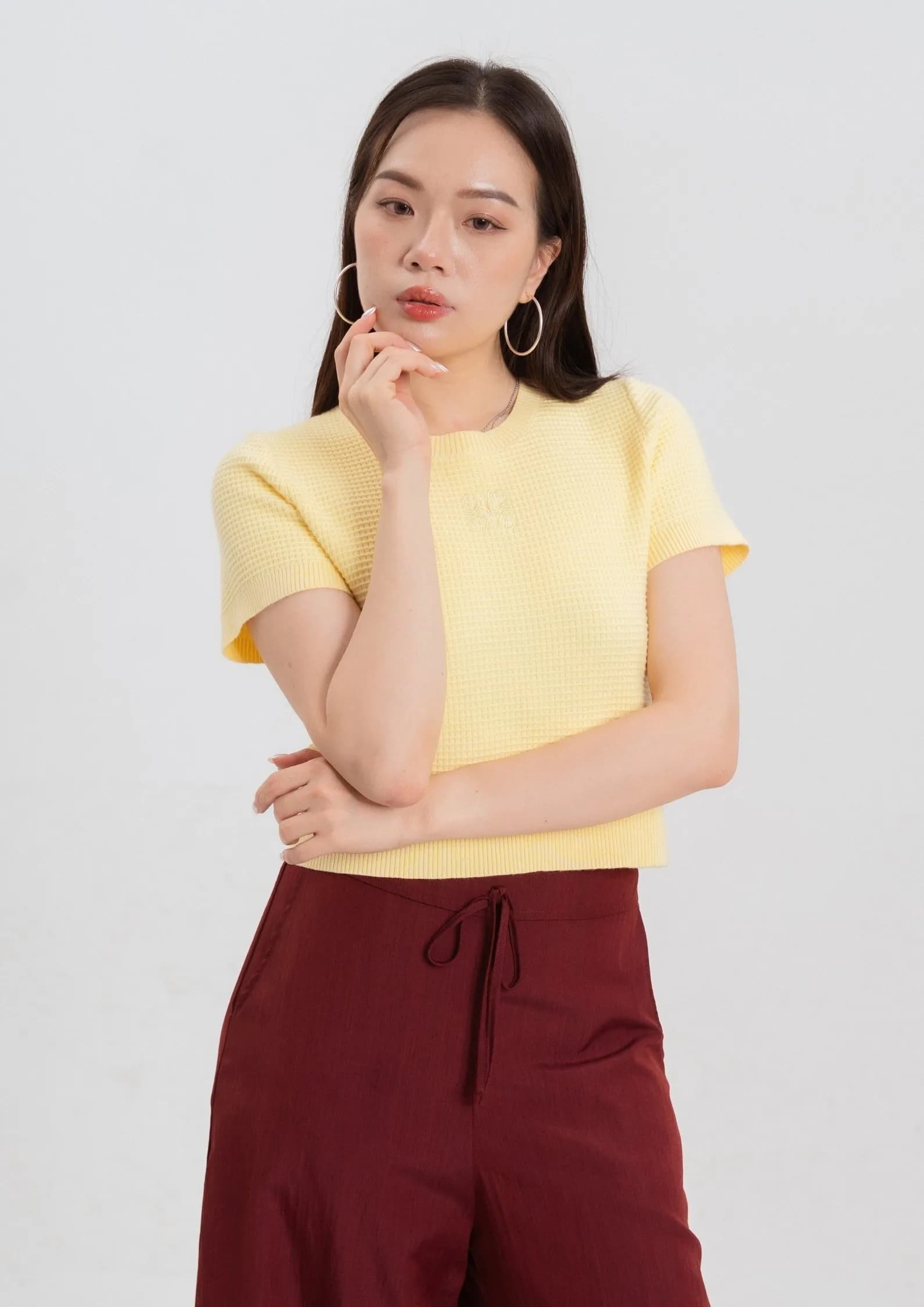 Waffle fabric top ZBP5249