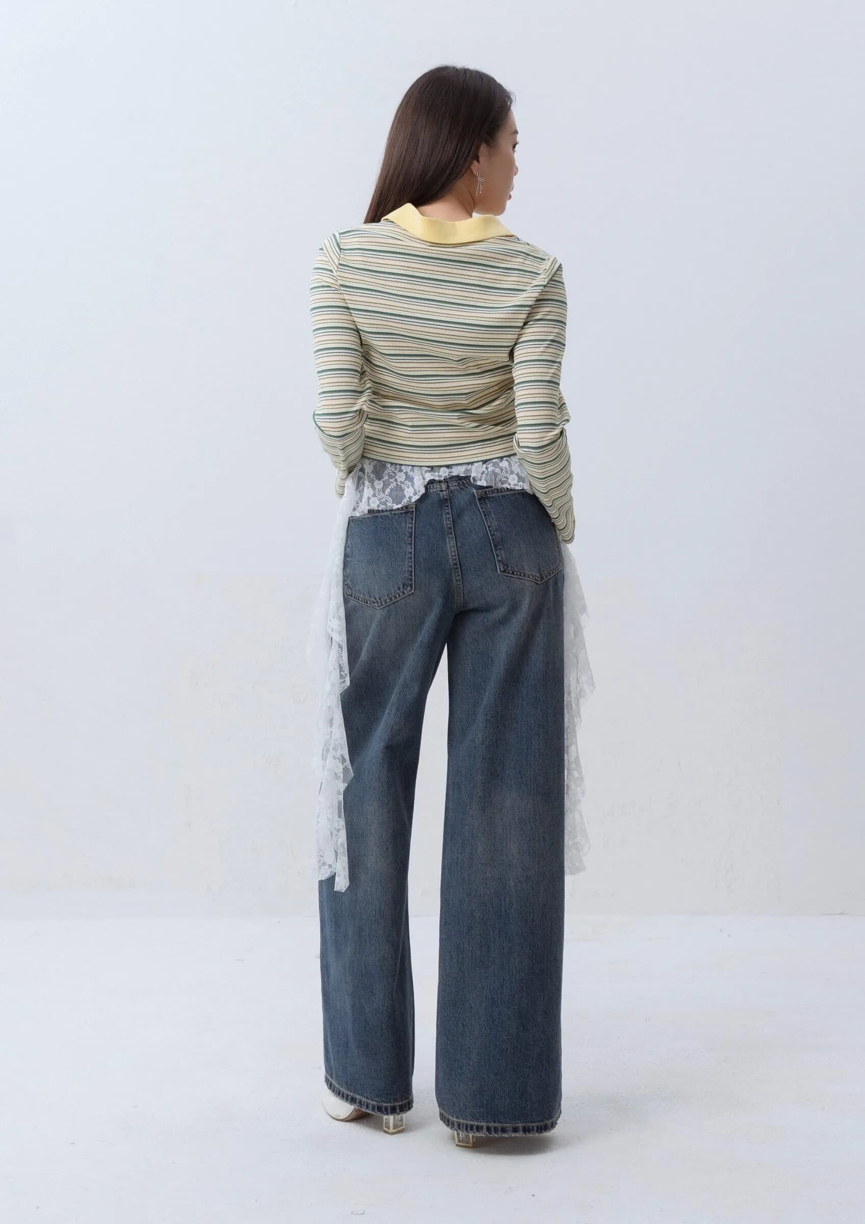 Layered Front Denim Pants ZJL5029
