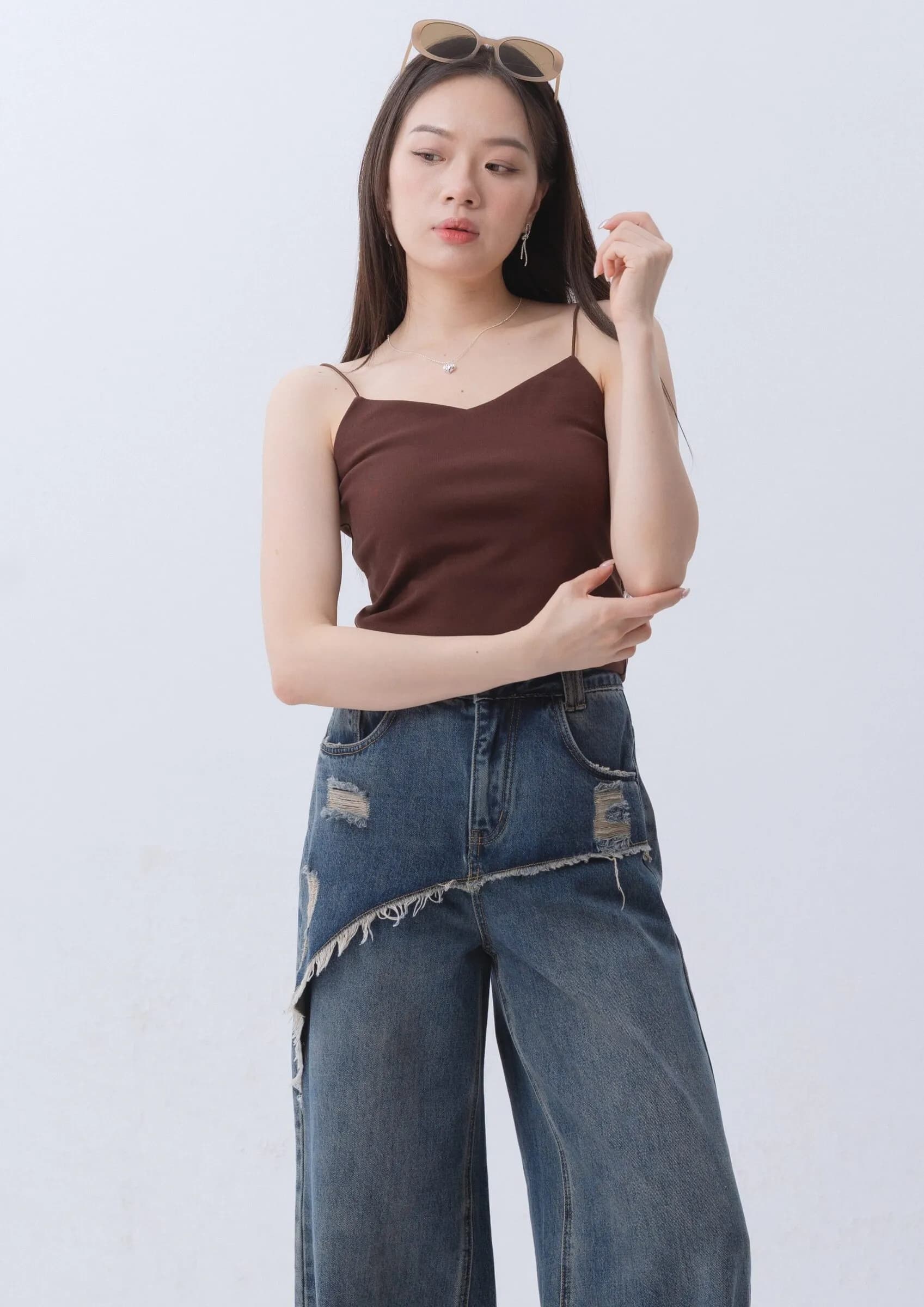 Layered Front Denim Pants ZJL5029