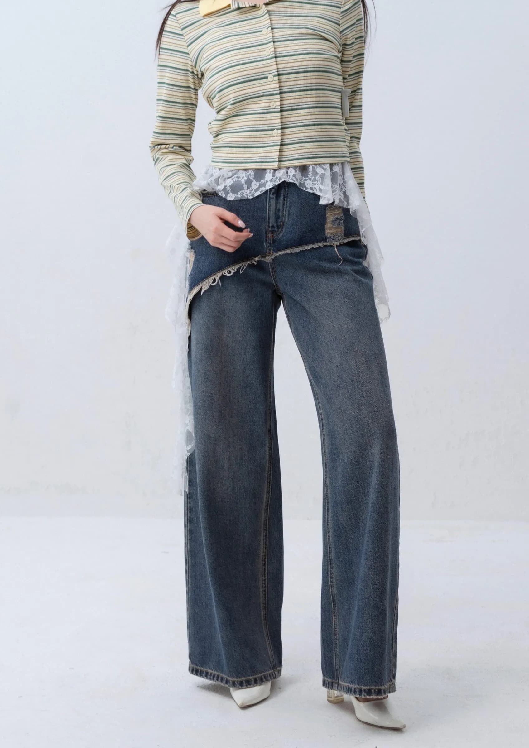 Layered Front Denim Pants ZJL5029