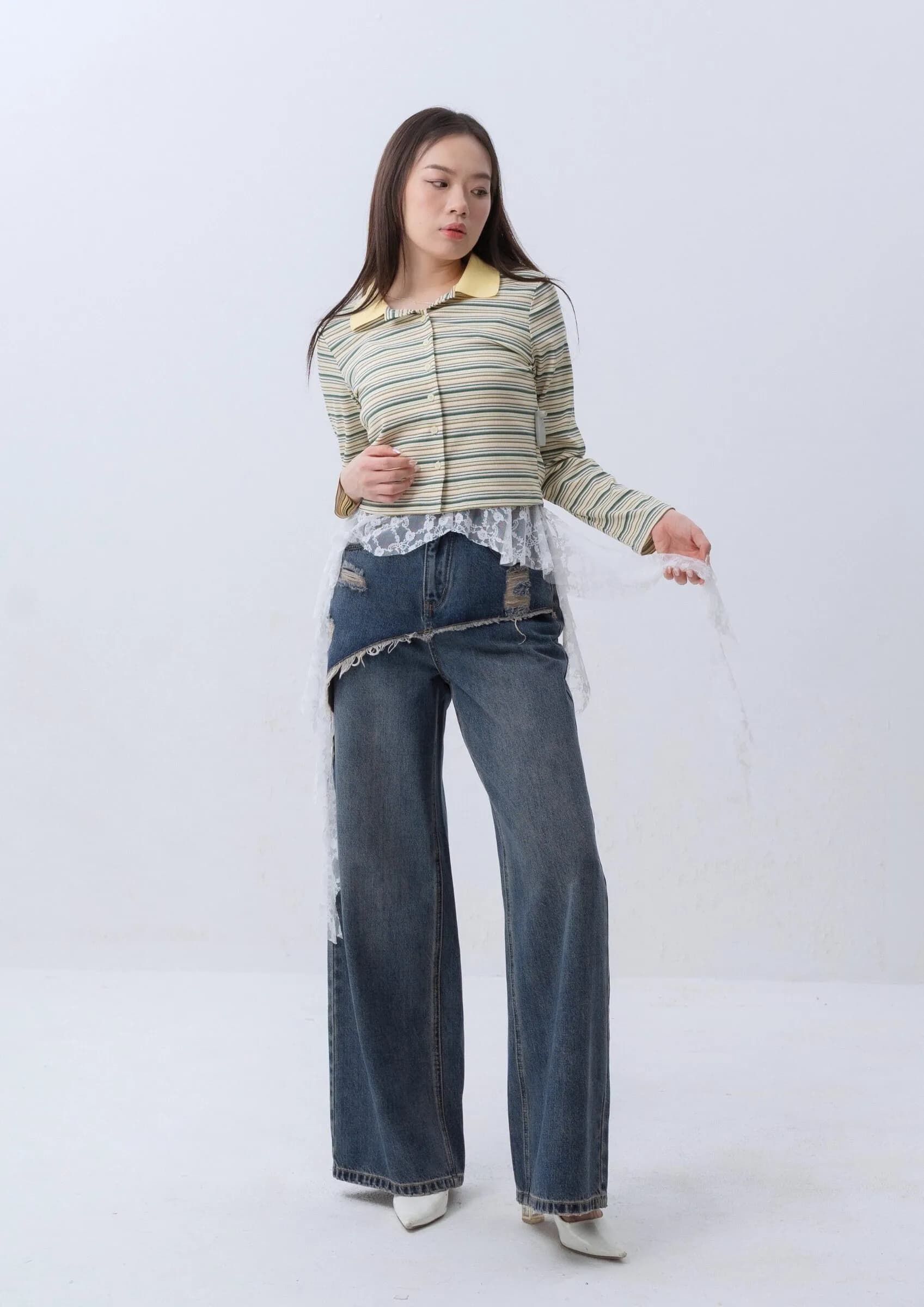 Layered Front Denim Pants ZJL5029