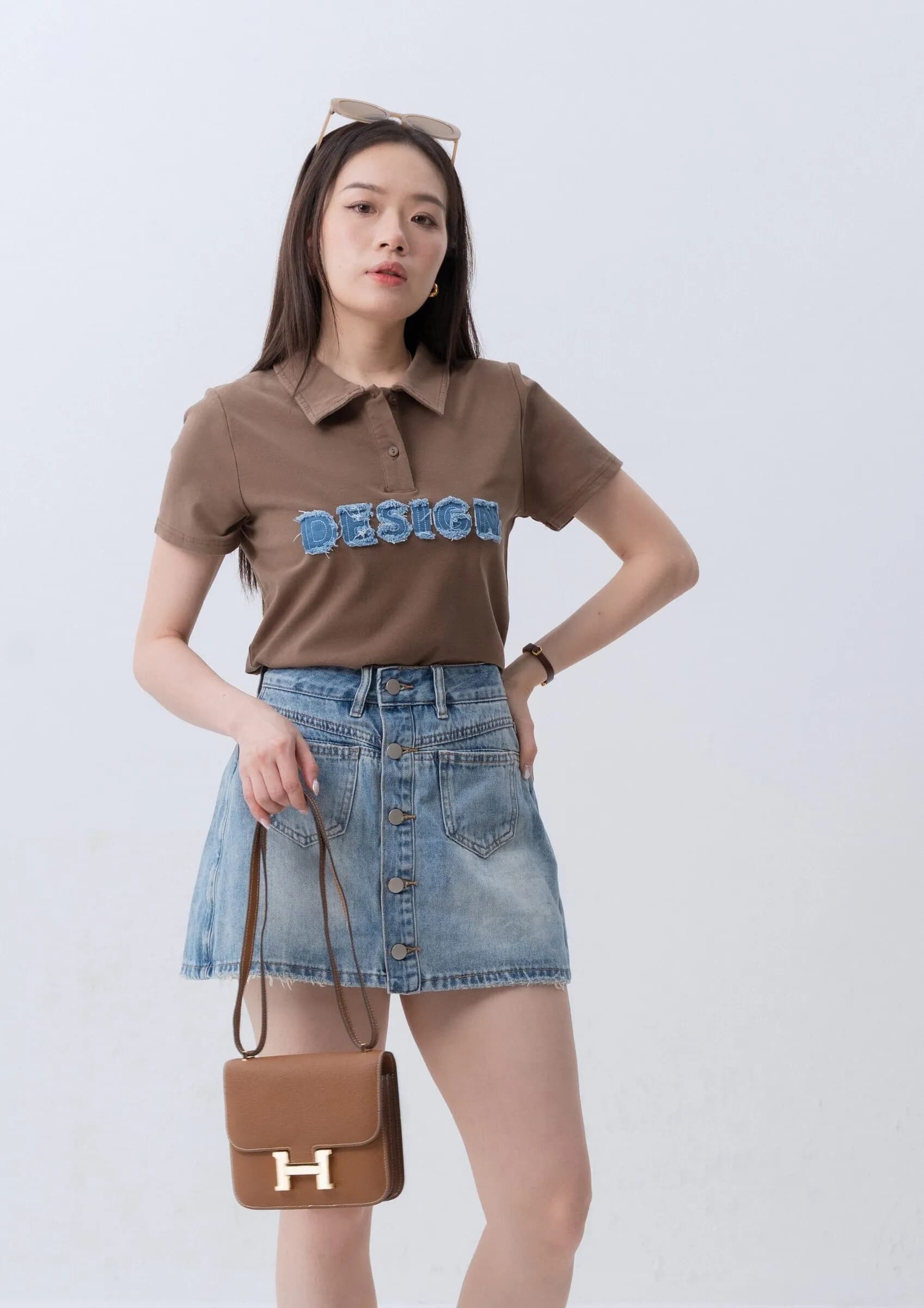 Denim Button Skort ZJP5006