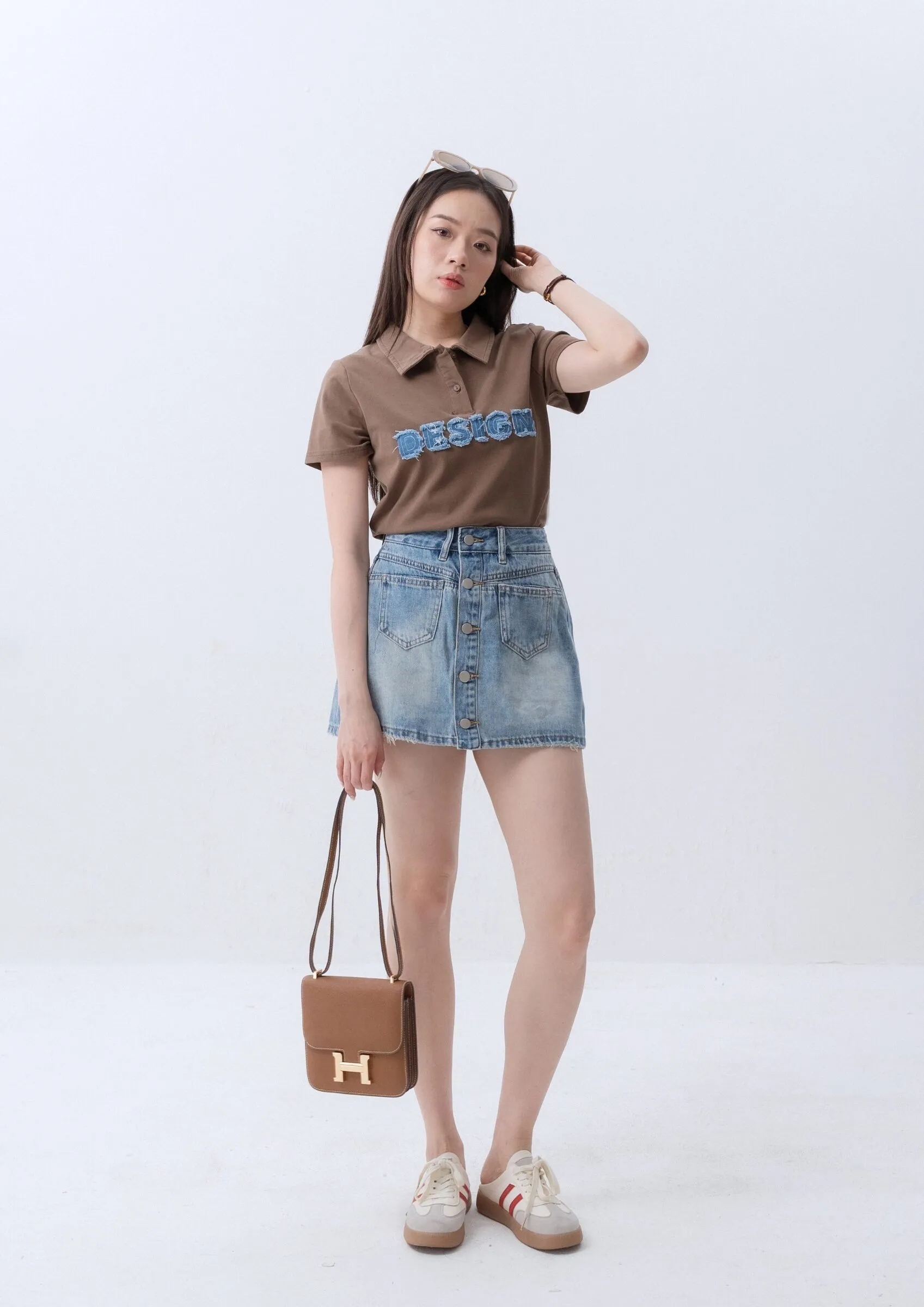Denim Button Skort ZJP5006