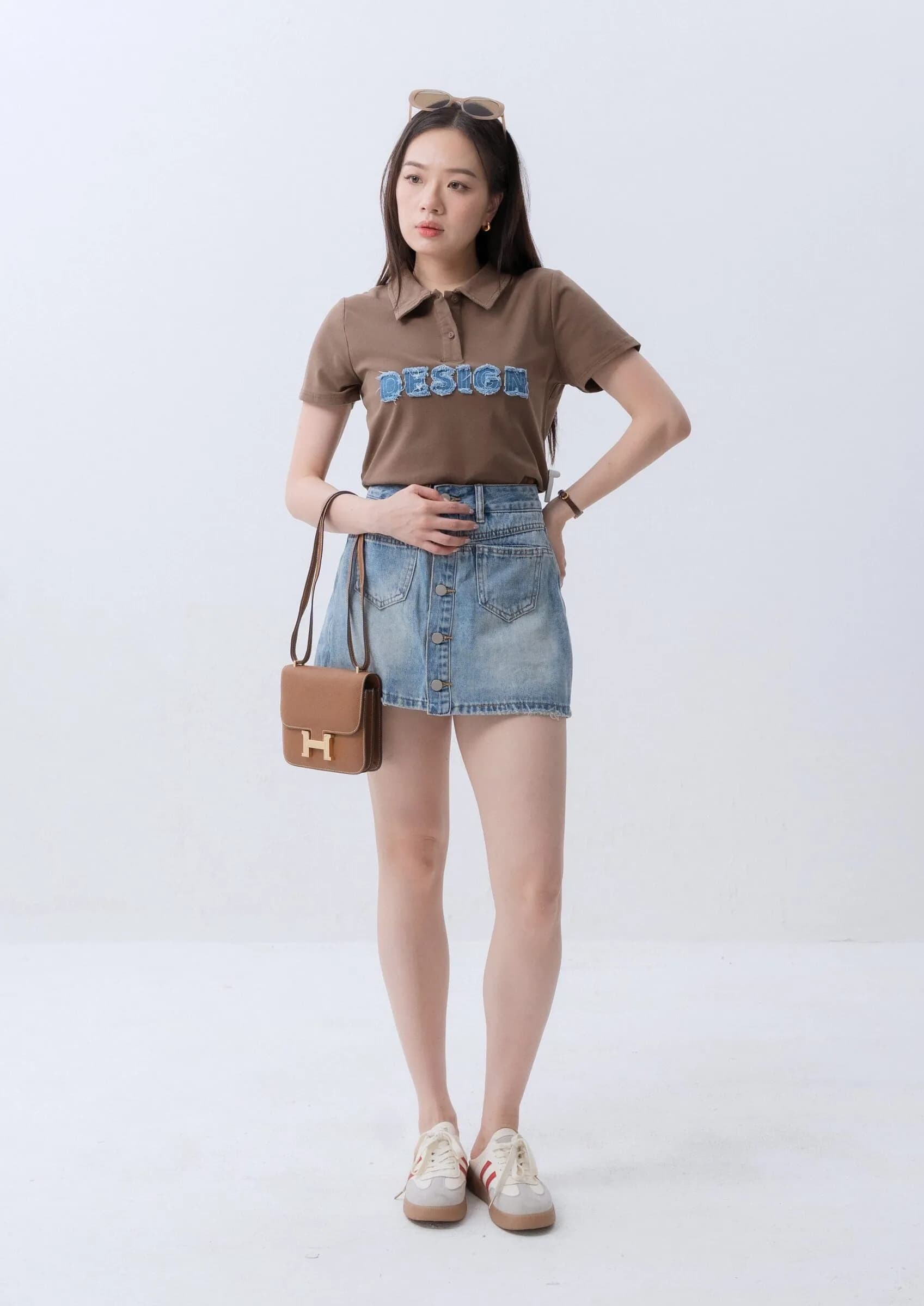 Denim Button Skort ZJP5006
