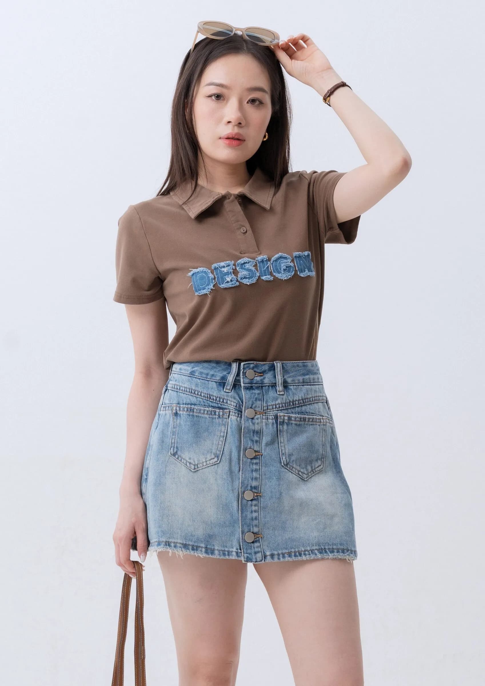 Denim Button Skort ZJP5006