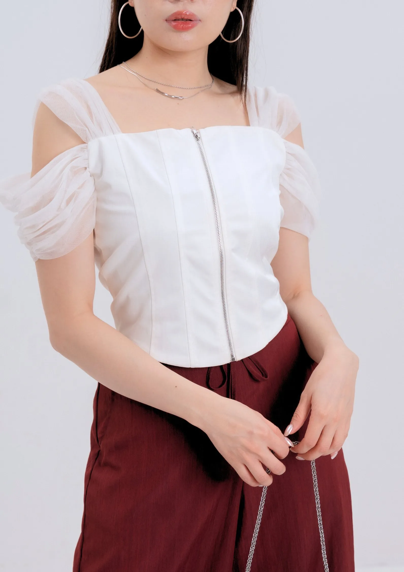 Mesh Sleeve Top ZBP5237