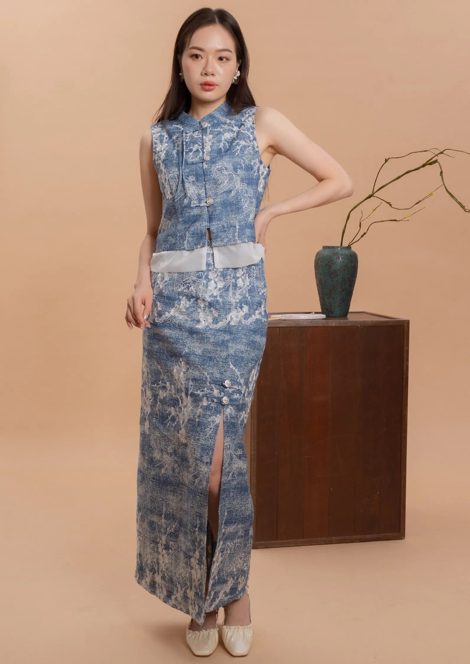 Denim Cheongsam Skirt ZSK5061