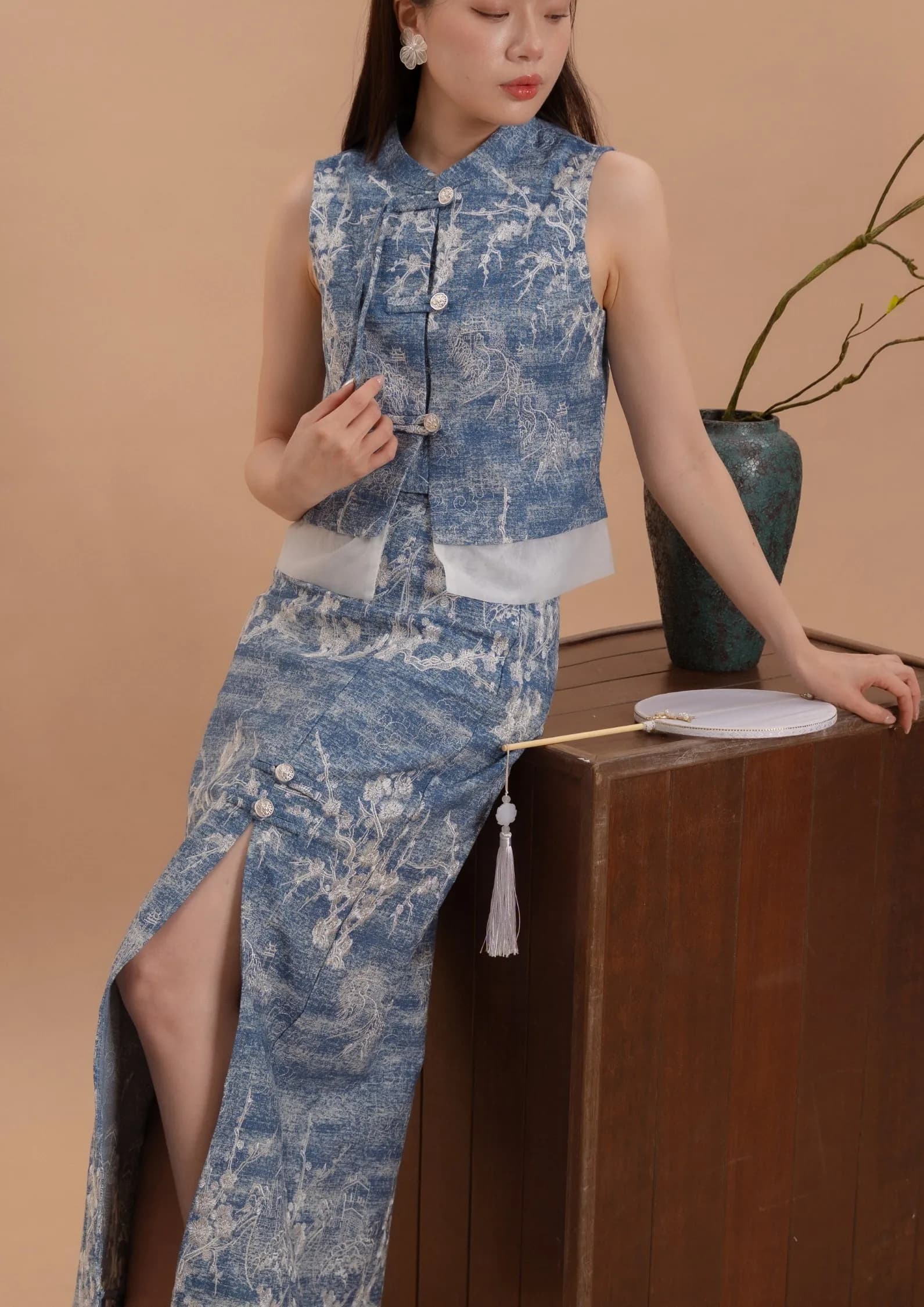 Denim Cheongsam Skirt ZSK5061